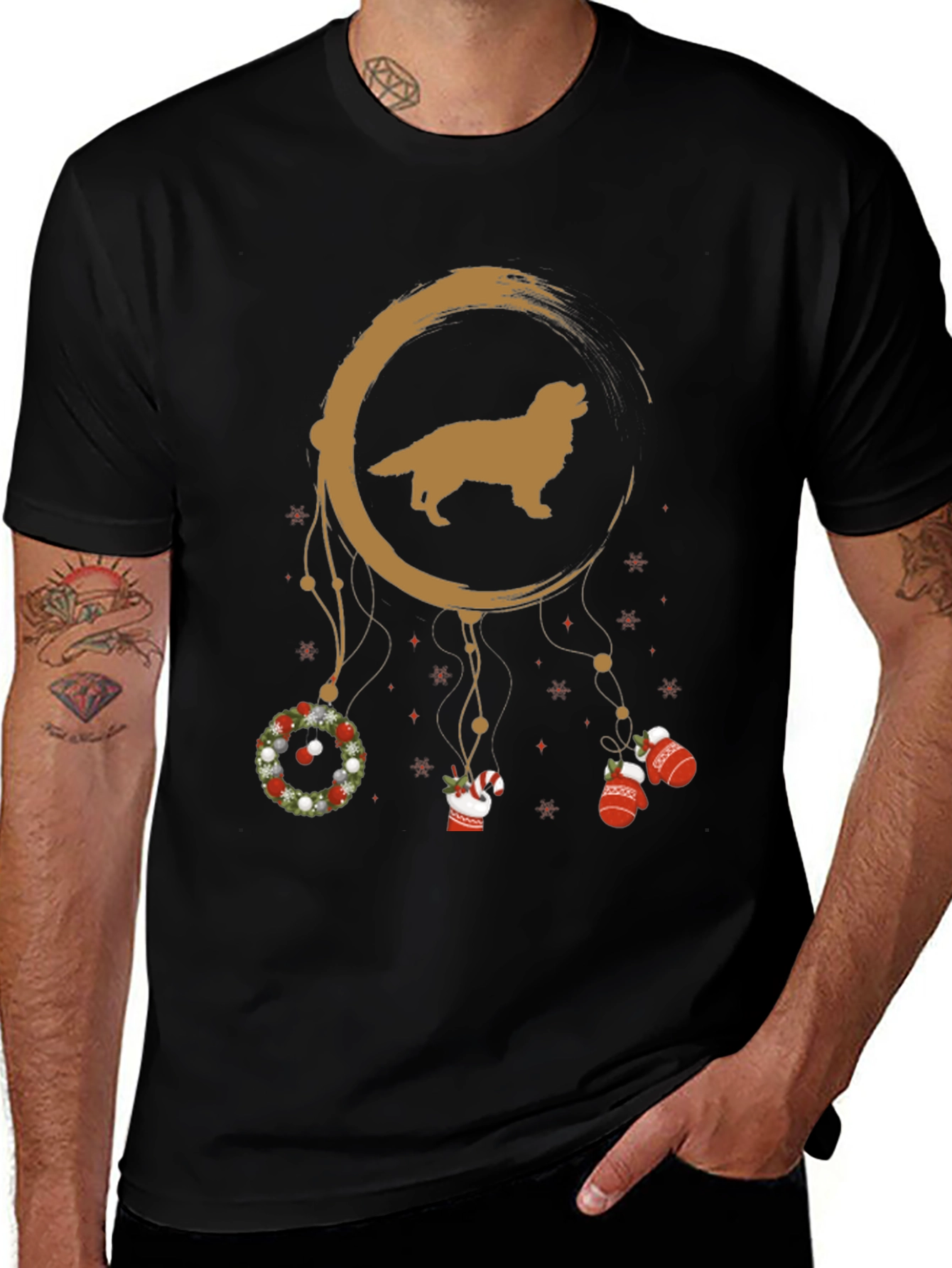 Golden Retriever Dreamcatcher Christmas T-Shirt – Festive Dog Lover Tee