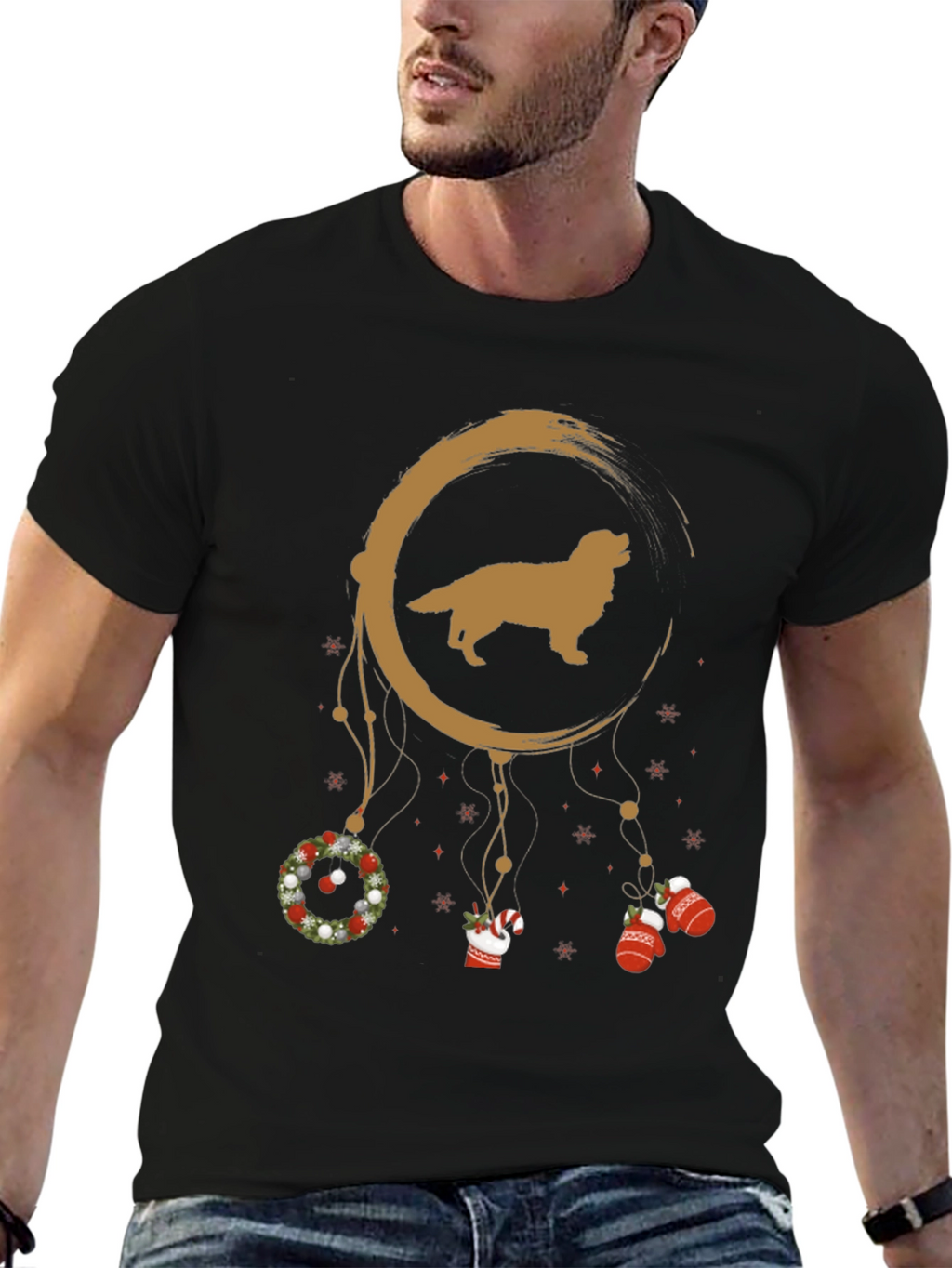 Golden Retriever Dreamcatcher Christmas T-Shirt – Festive Dog Lover Tee