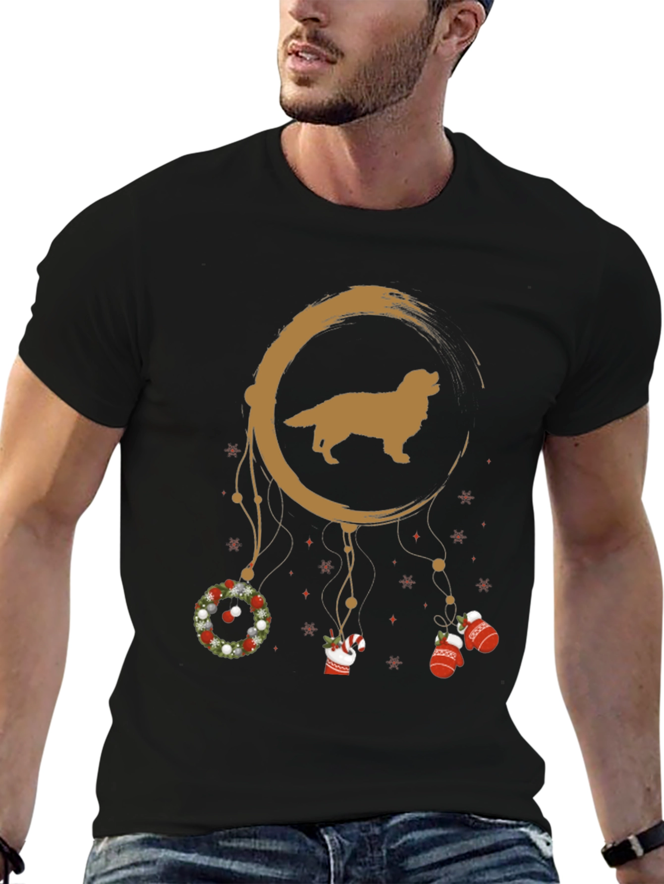 Golden Retriever Dreamcatcher Christmas T-Shirt – Festive Dog Lover Tee