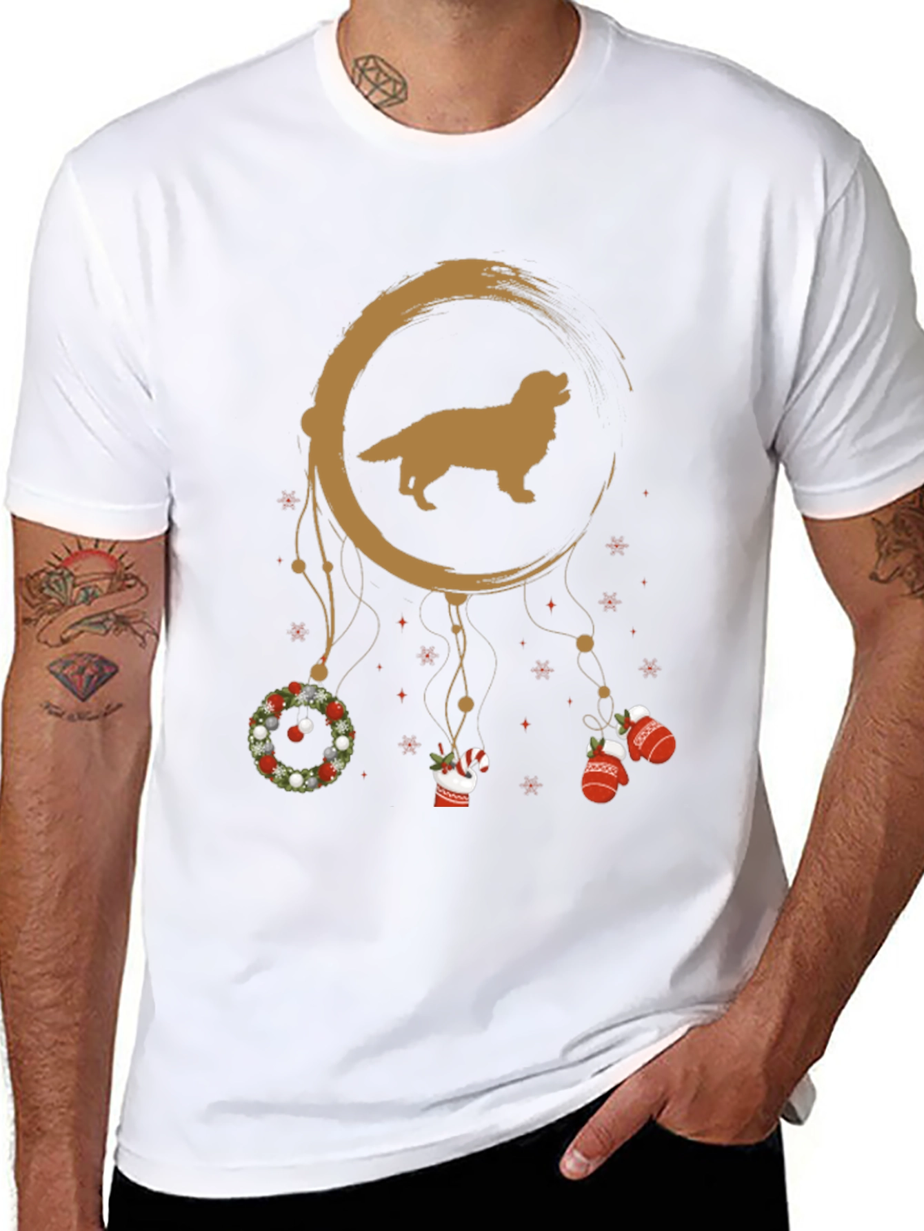 Golden Retriever Dreamcatcher Christmas T-Shirt – Festive Dog Lover Tee