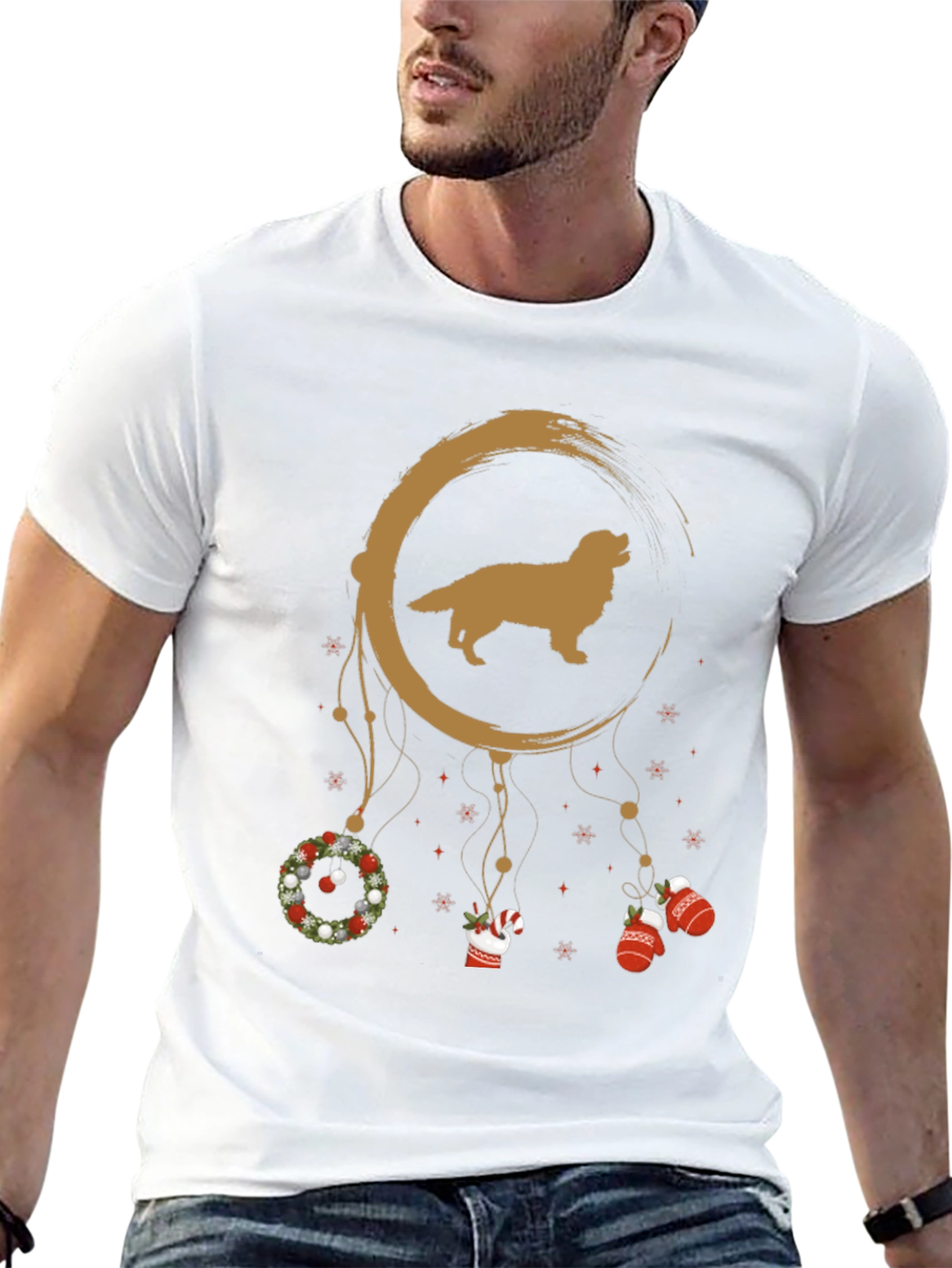 Golden Retriever Dreamcatcher Christmas T-Shirt – Festive Dog Lover Tee