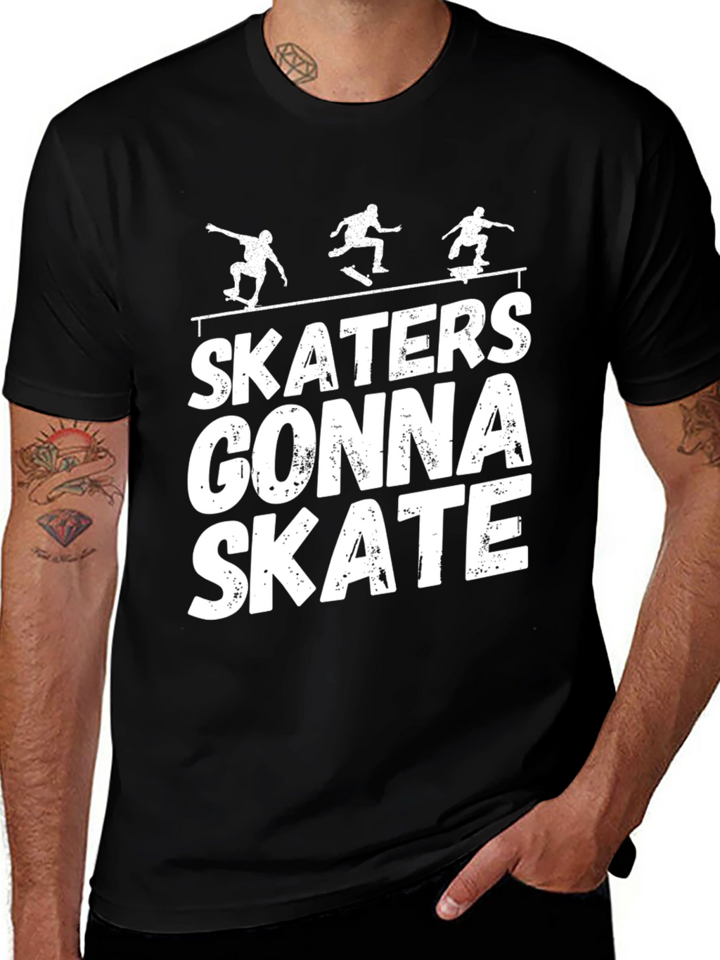 Skaters Gonna Skate Graphic T-Shirt - Black