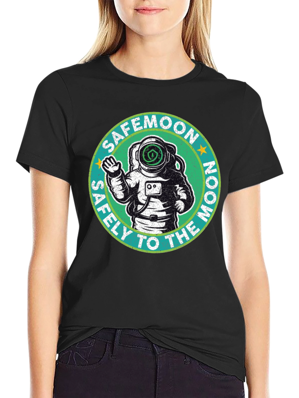 Safemoon Astronaut Black T-Shirt - Safely to the Moon!