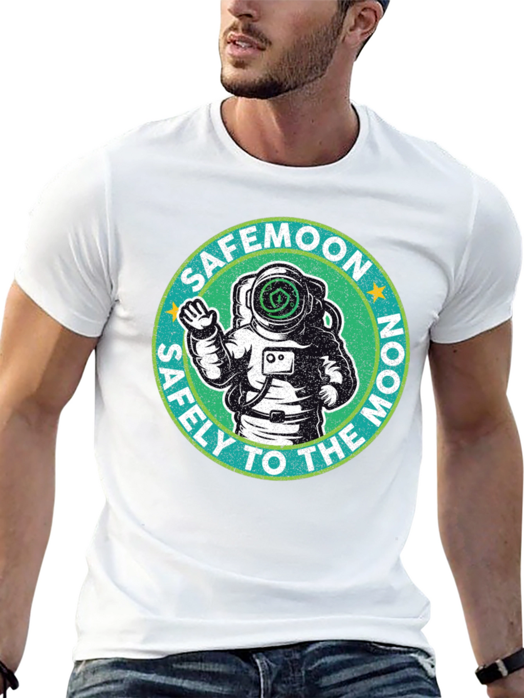Safemoon Astronaut Black T-Shirt - Safely to the Moon!