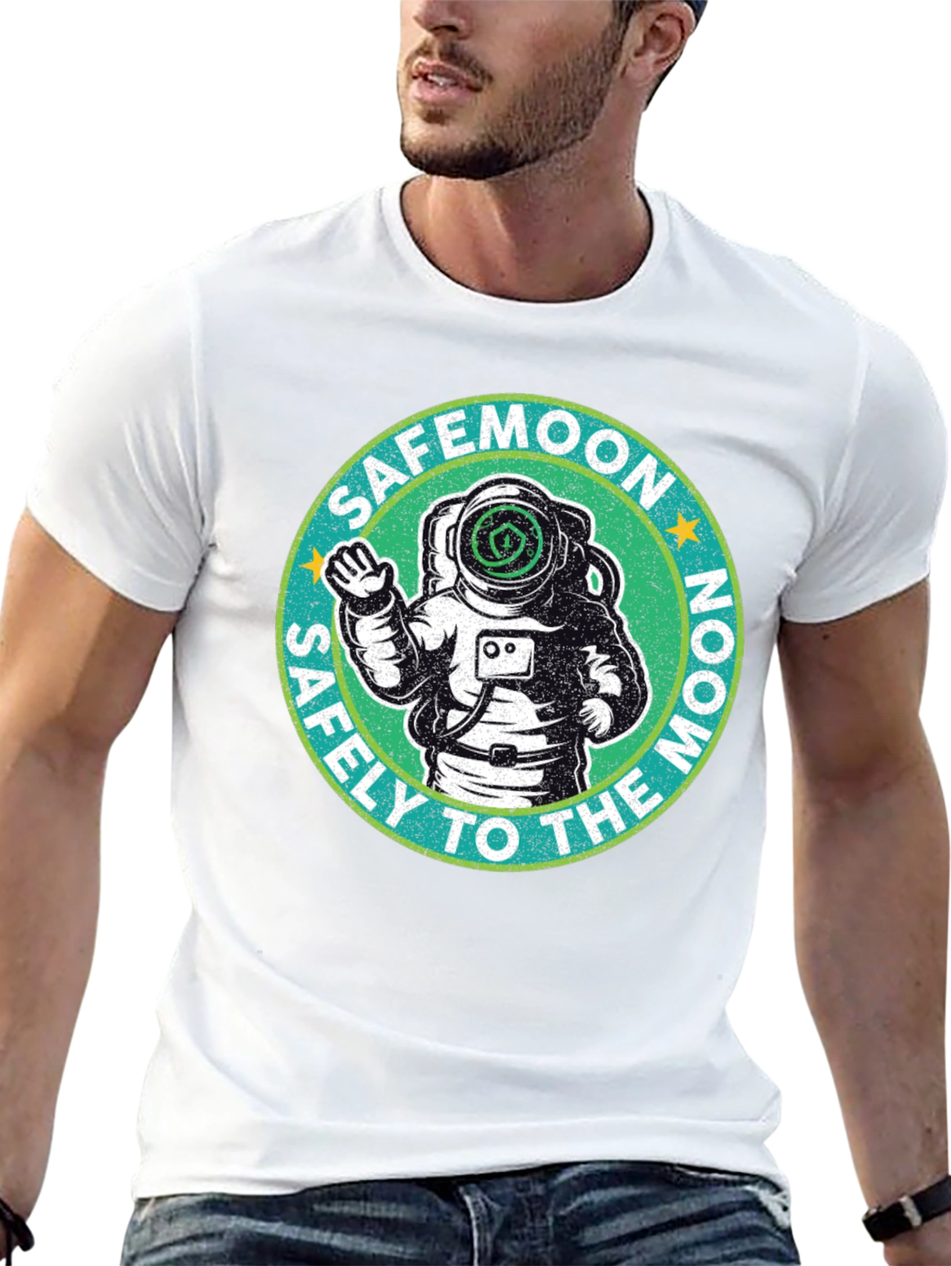Safemoon Astronaut Black T-Shirt - Safely to the Moon!