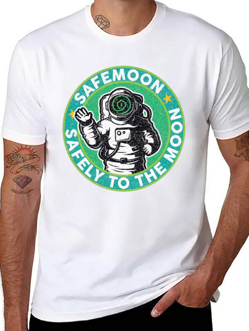 Safemoon Astronaut Black T-Shirt - Safely to the Moon!