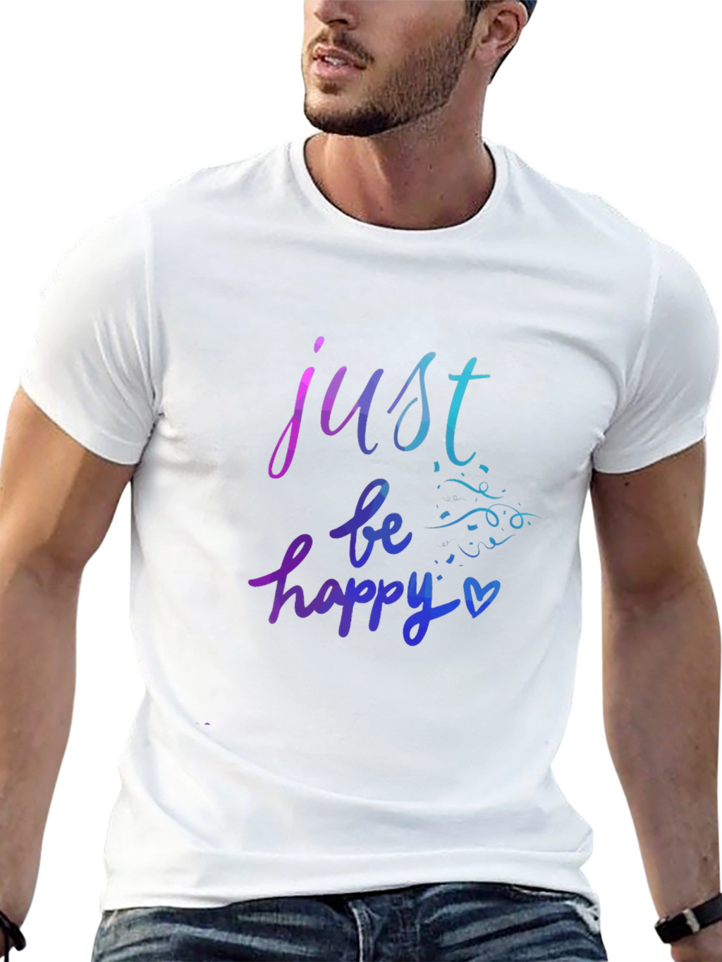 Just Be Happy Graphic Tee - Black