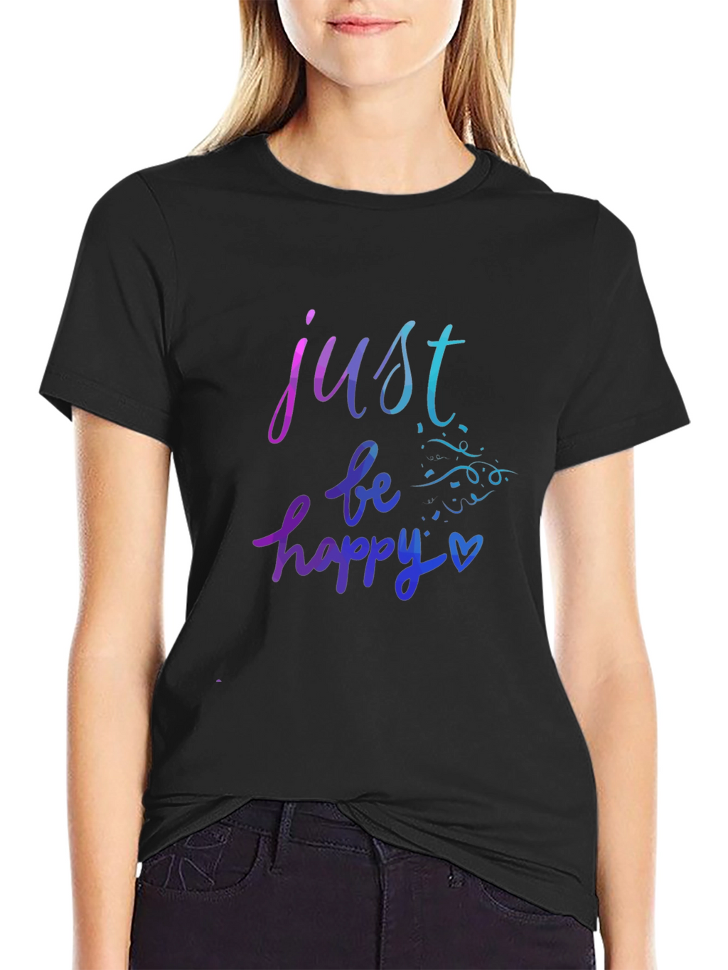 Just Be Happy Graphic Tee - Black