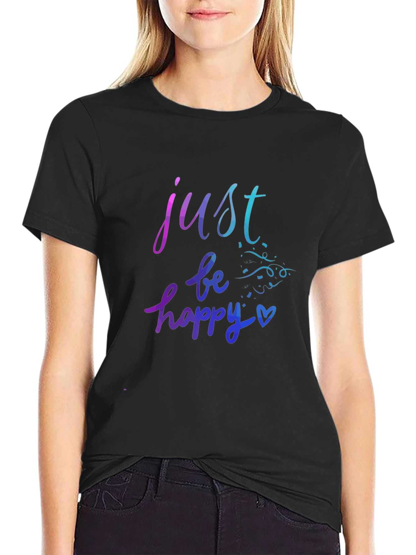 Just Be Happy Graphic Tee - Black