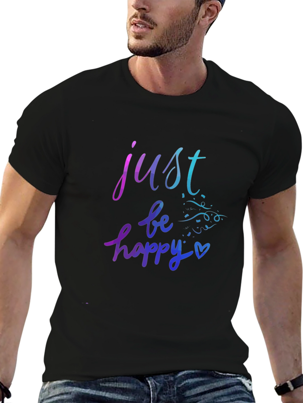 Just Be Happy Graphic Tee - Black