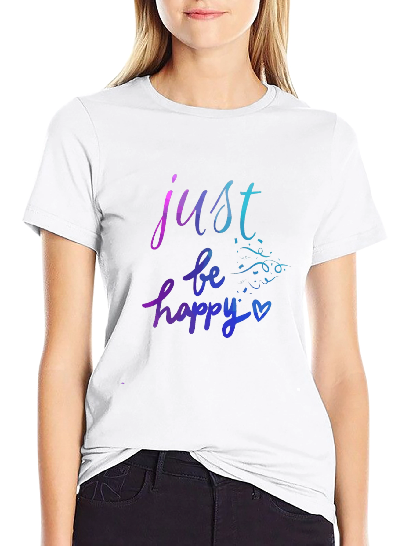 Just Be Happy Graphic Tee - Black