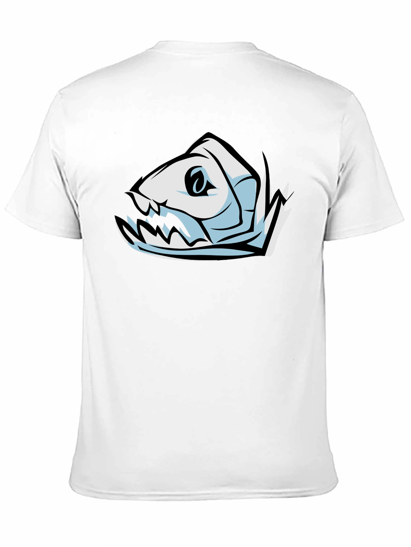 Cool Fish Skeleton Graphic Black T-Shirt