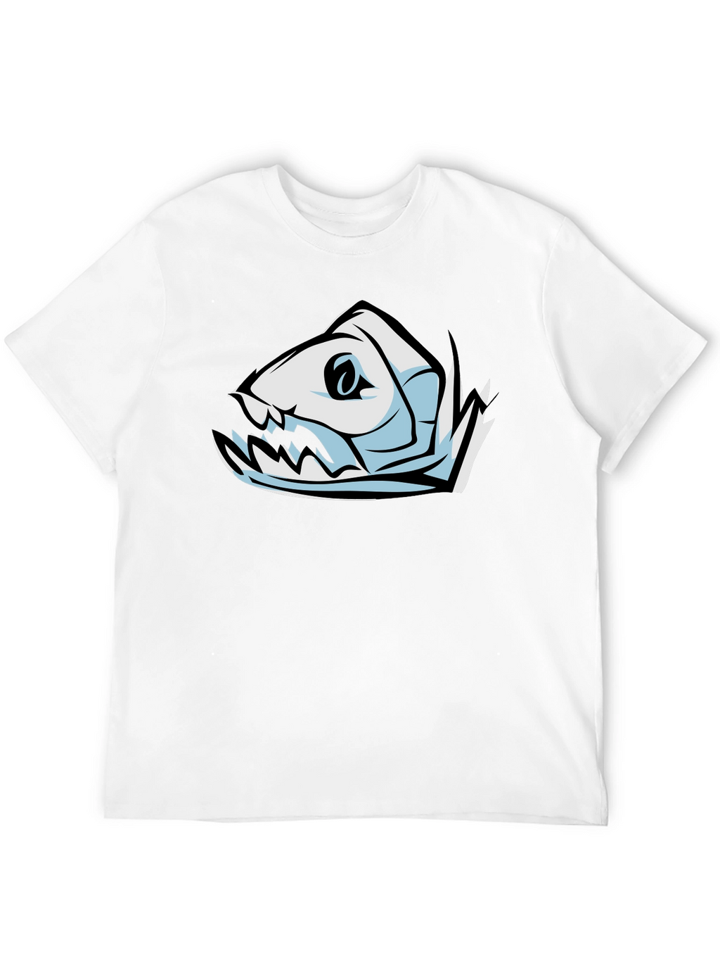 Cool Fish Skeleton Graphic Black T-Shirt