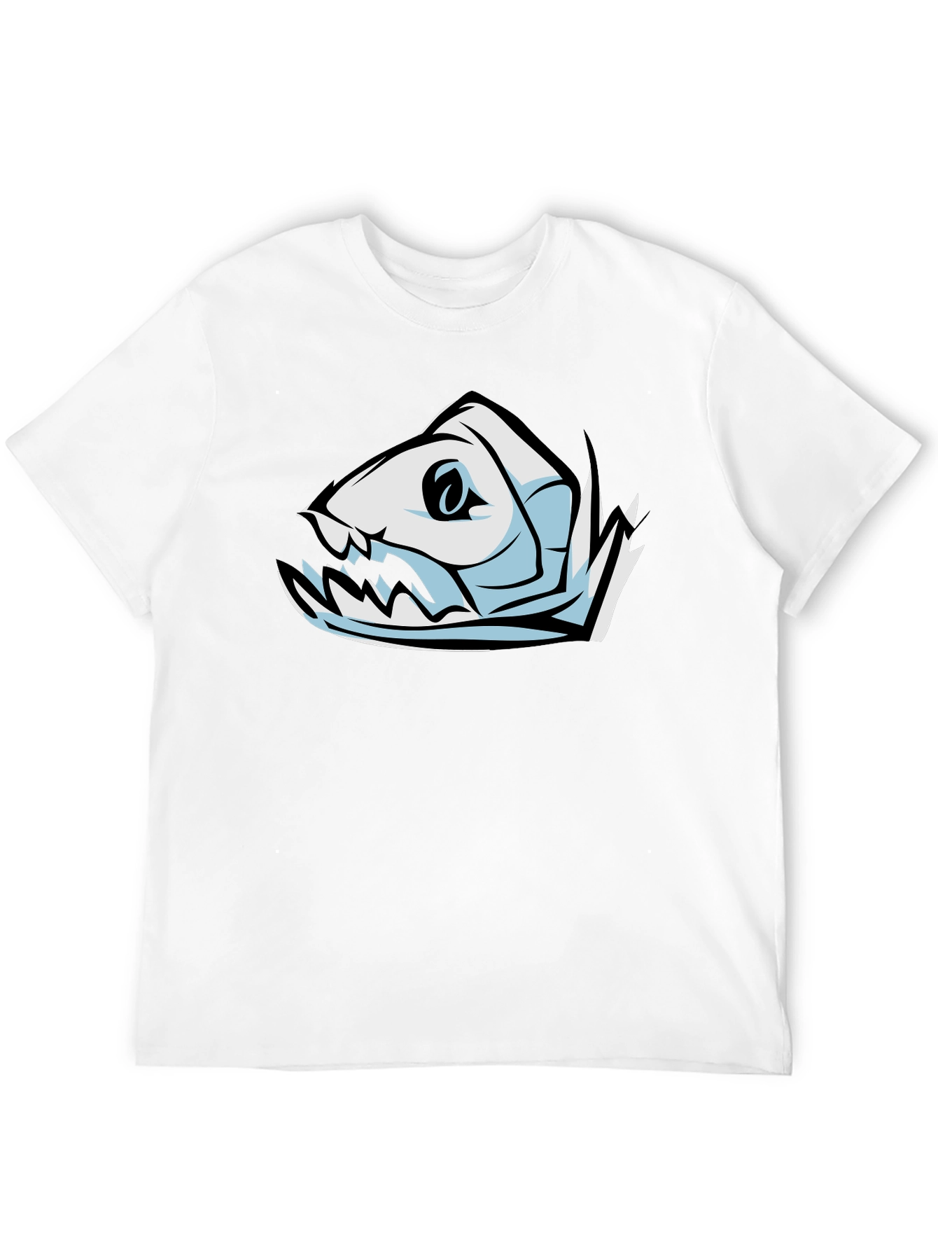 Cool Fish Skeleton Graphic Black T-Shirt