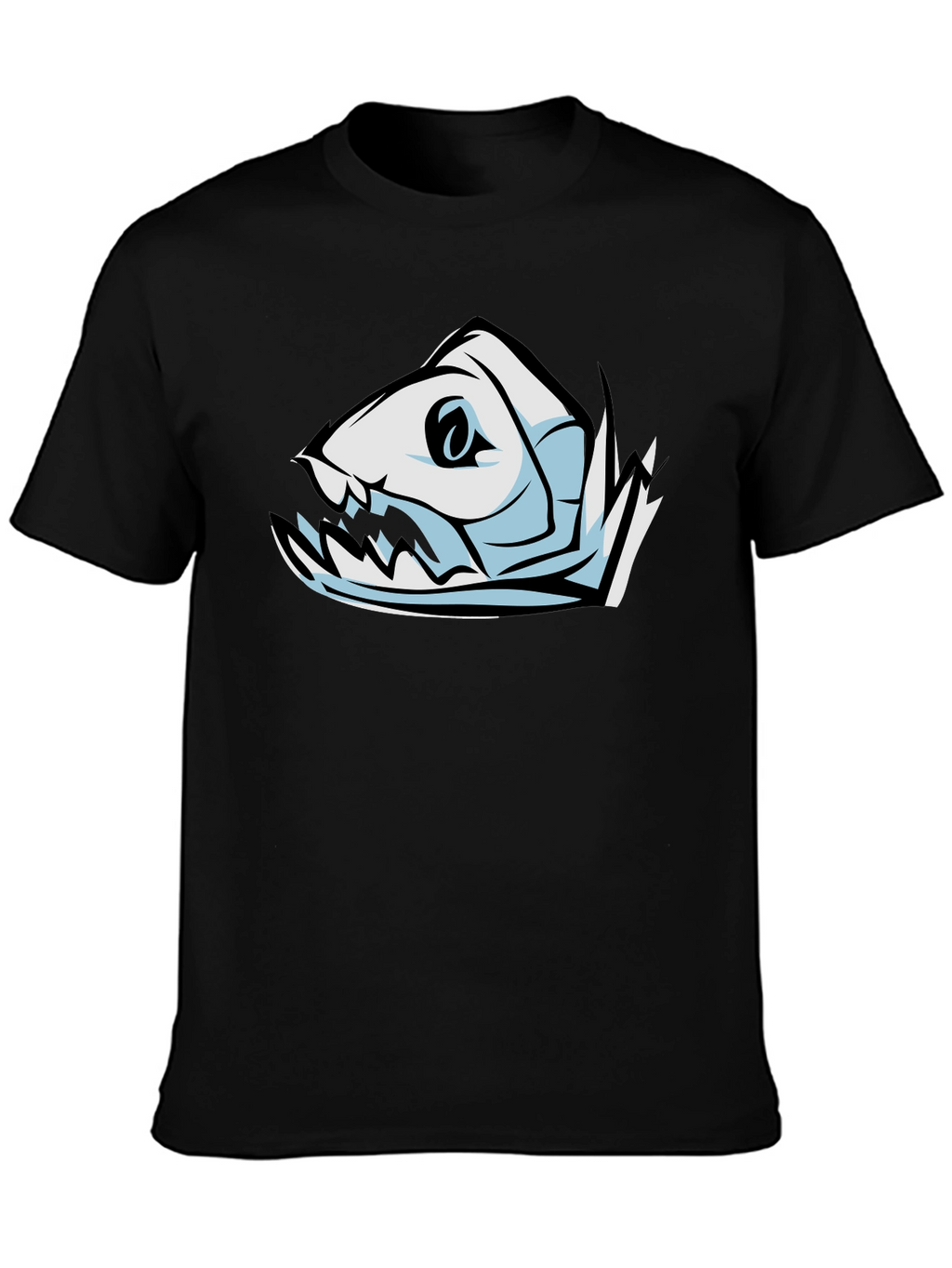 Cool Fish Skeleton Graphic Black T-Shirt