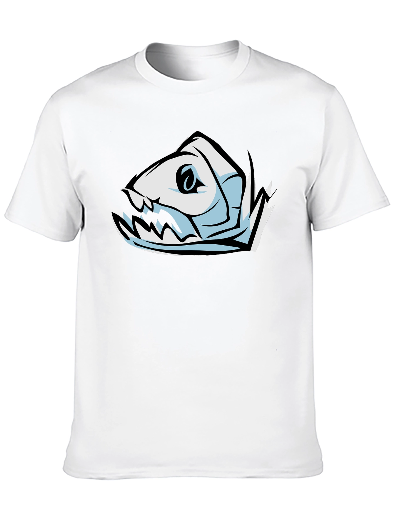 Cool Fish Skeleton Graphic Black T-Shirt
