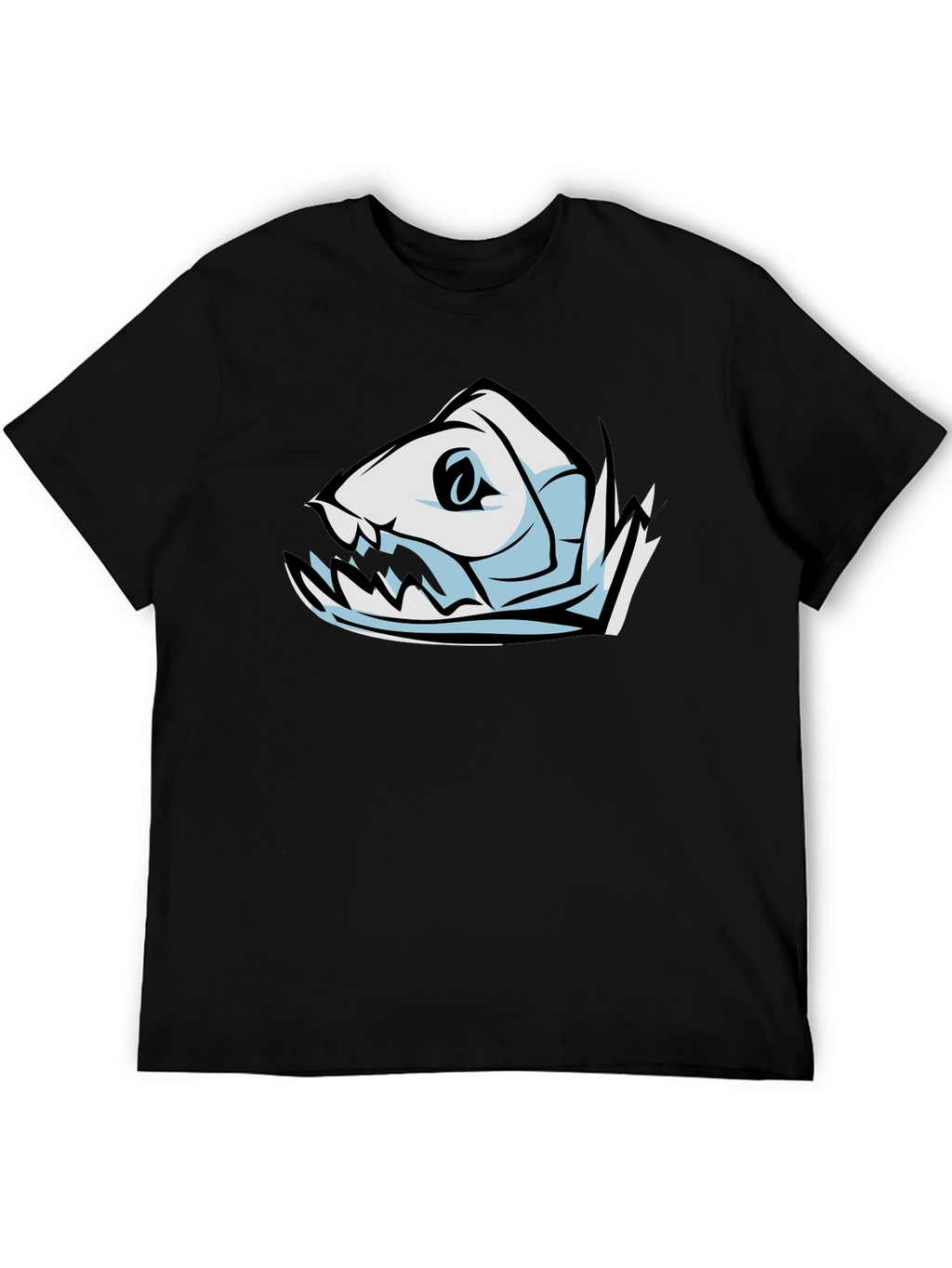 Cool Fish Skeleton Graphic Black T-Shirt