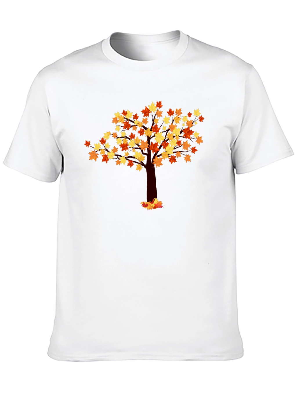 Autumn Leaf Tree Graphic Tee - Black Cotton Shirt