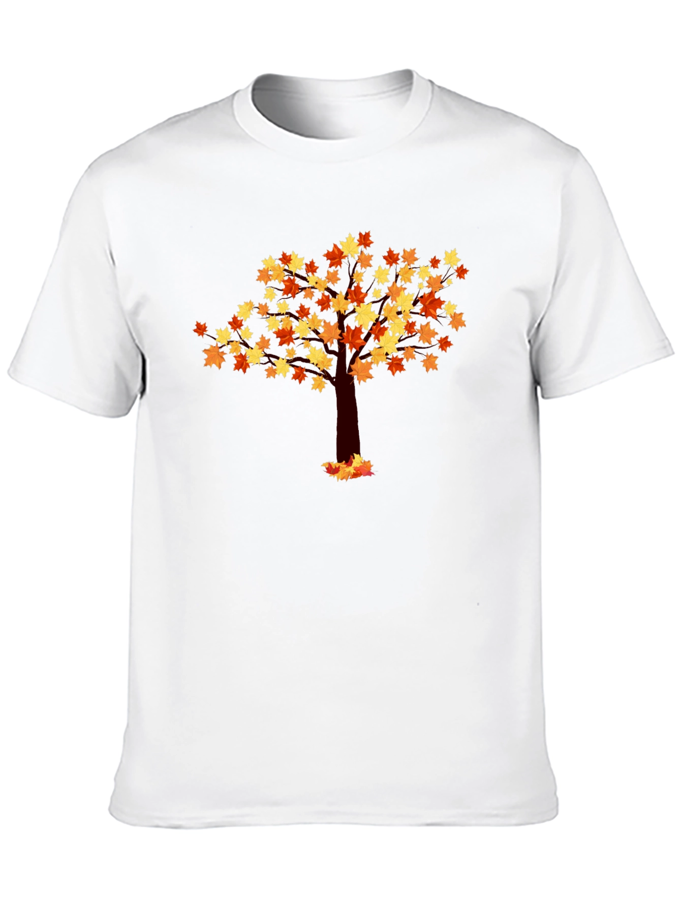 Autumn Leaf Tree Graphic Tee - Black Cotton Shirt