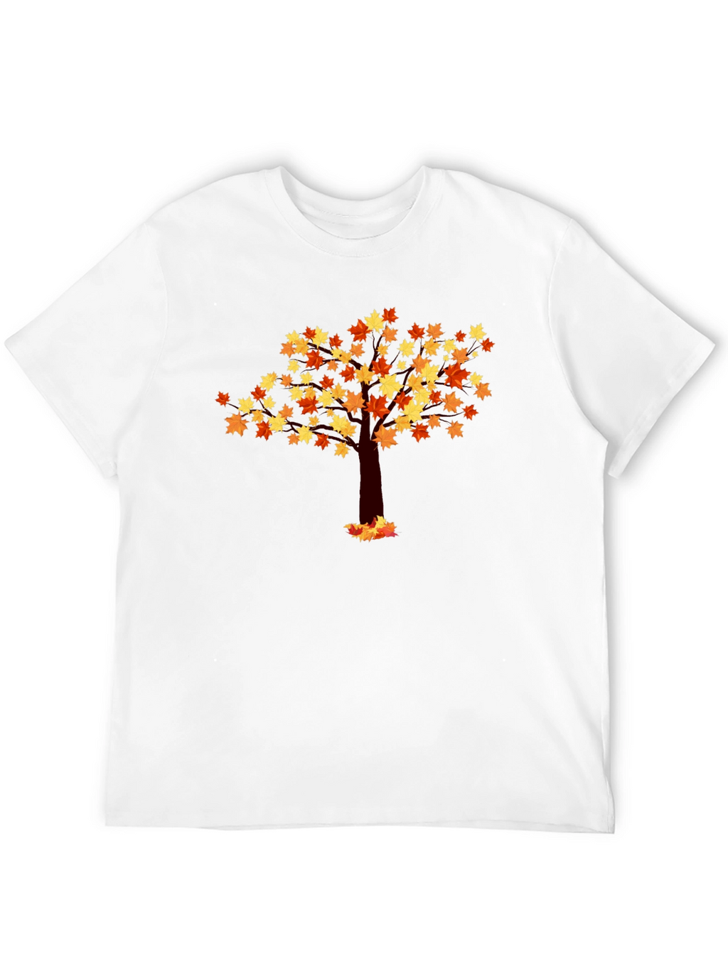 Autumn Leaf Tree Graphic Tee - Black Cotton Shirt