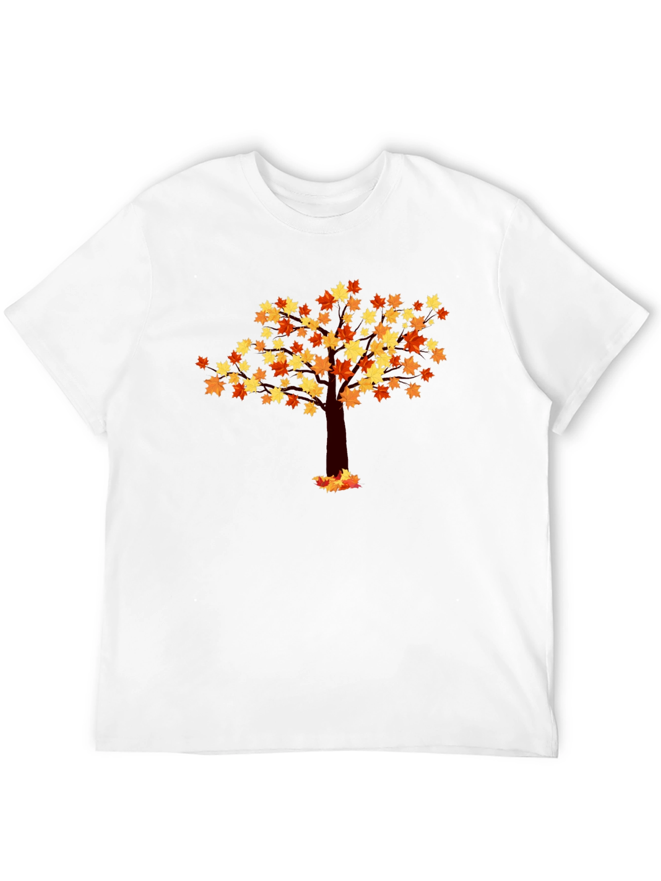 Autumn Leaf Tree Graphic Tee - Black Cotton Shirt