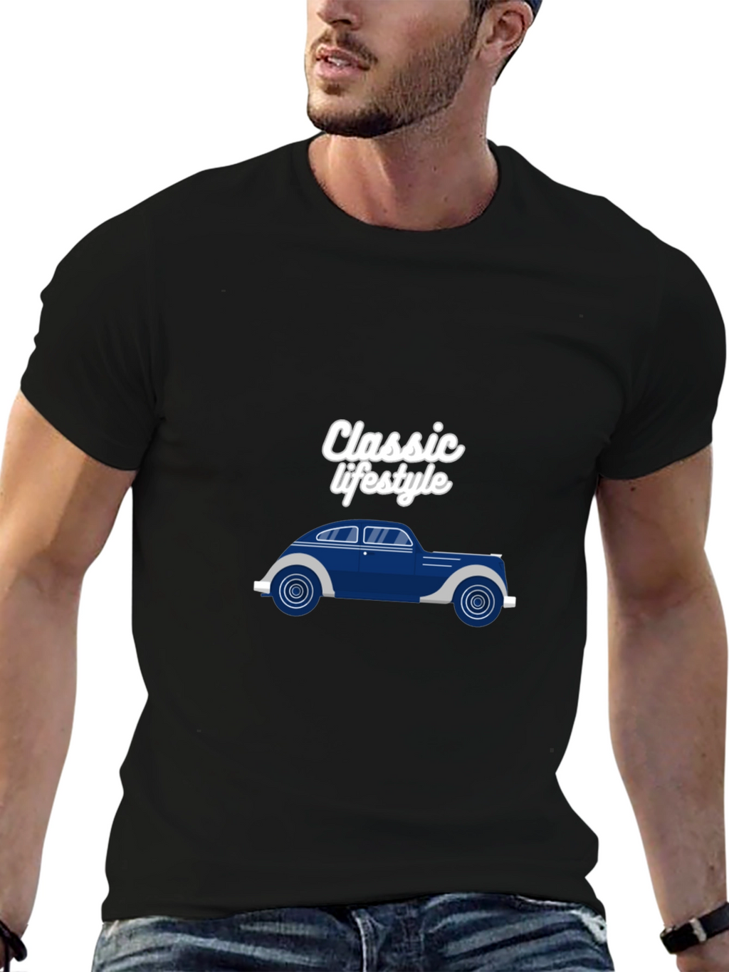 Classic Lifestyle Car Graphic Black T-Shirt