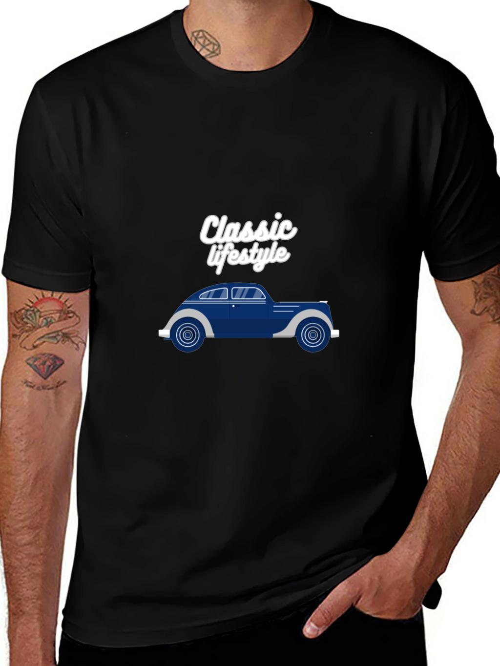 Classic Lifestyle Car Graphic Black T-Shirt