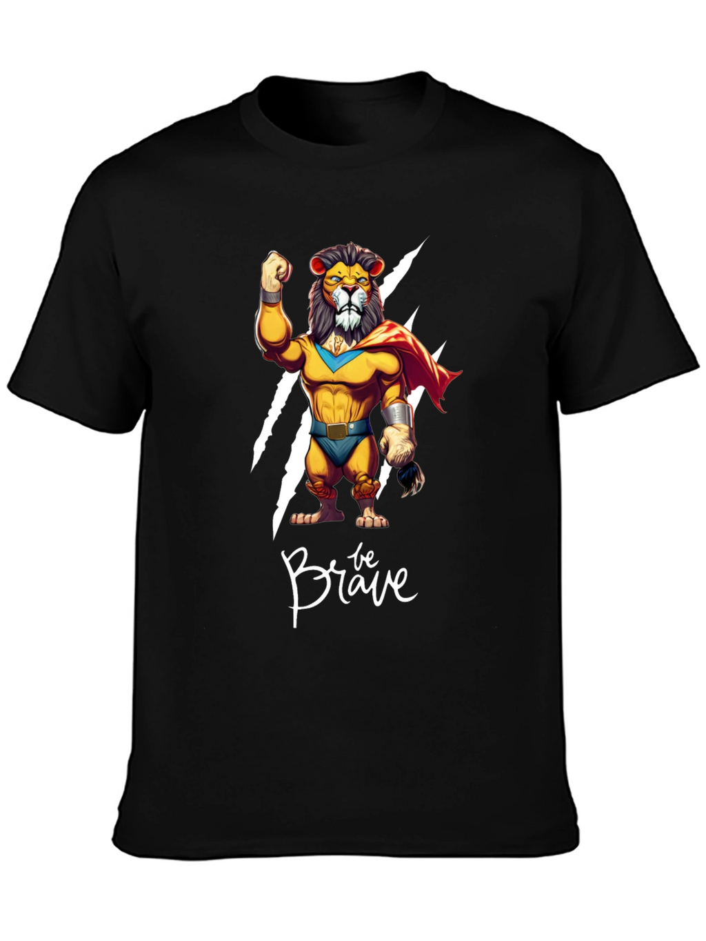 Be Brave Lion T-Shirt - Cartoon Superhero Style