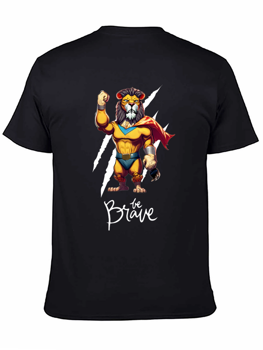 Be Brave Lion T-Shirt - Cartoon Superhero Style