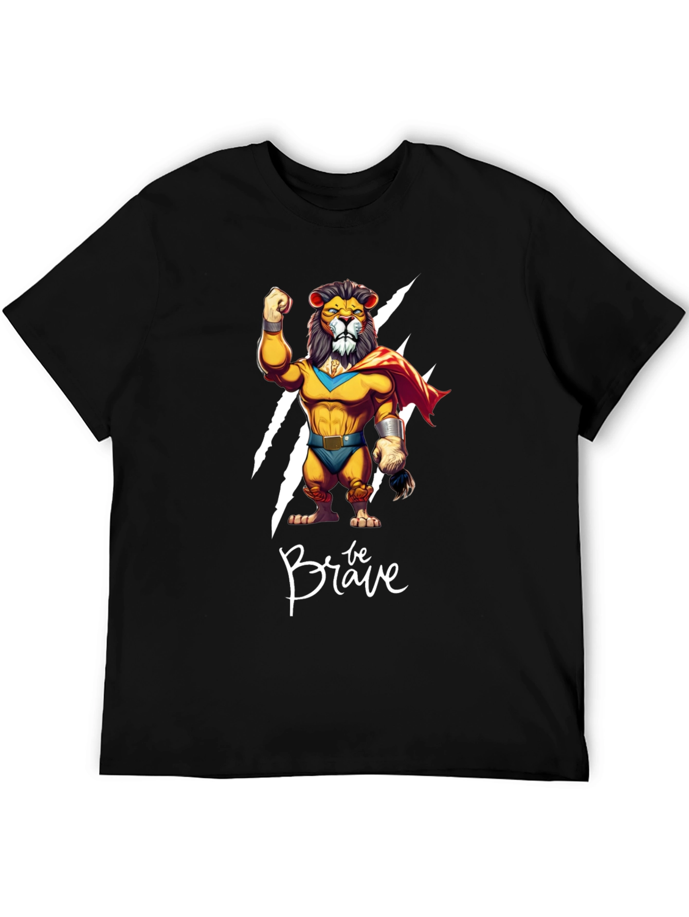 Be Brave Lion T-Shirt - Cartoon Superhero Style