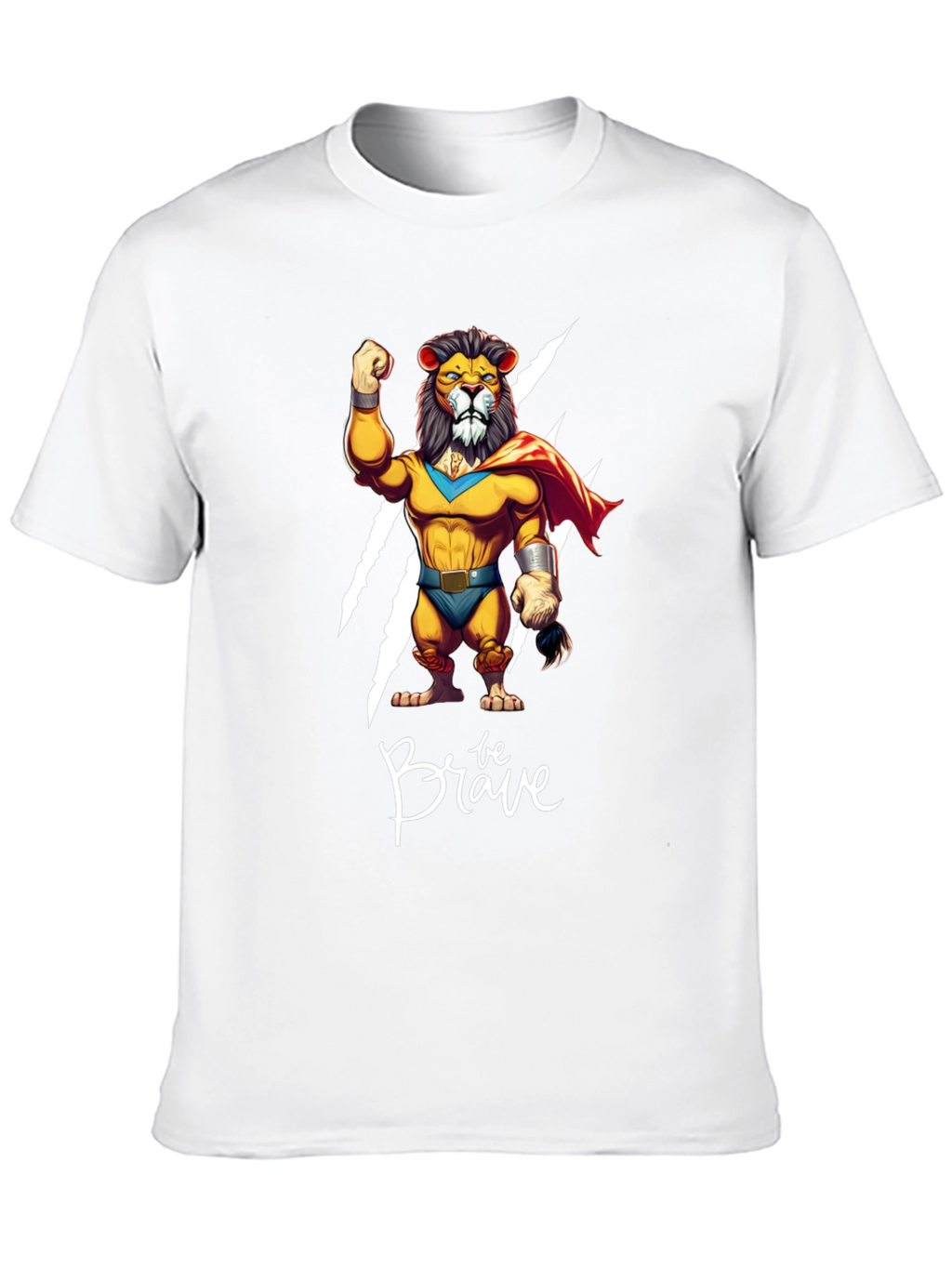 Be Brave Lion T-Shirt - Cartoon Superhero Style