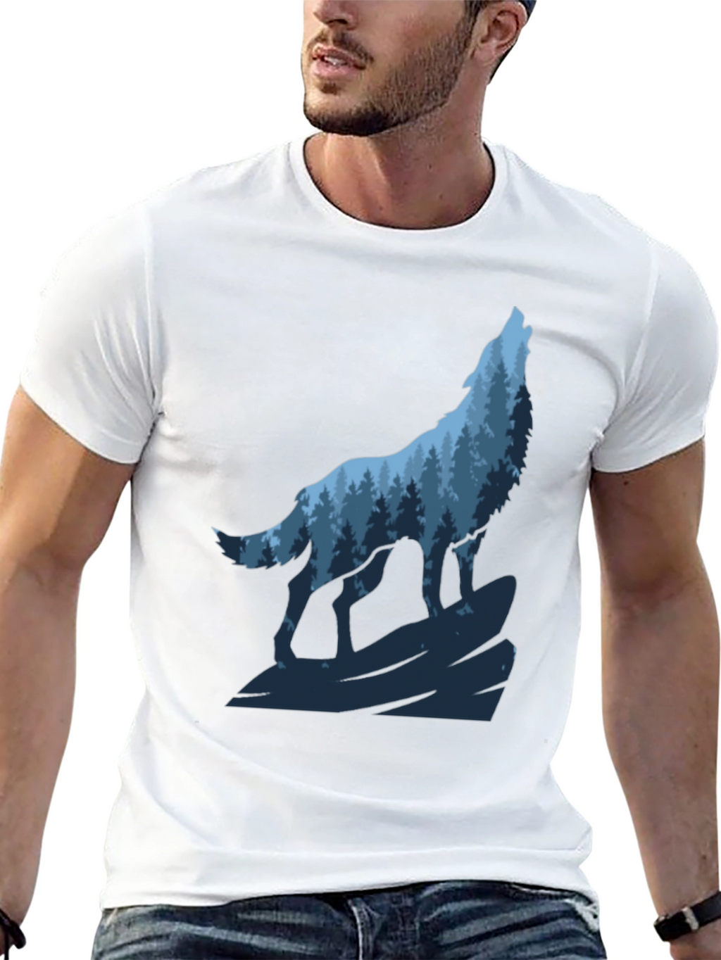 Wolf Forest Graphic Black T-Shirt