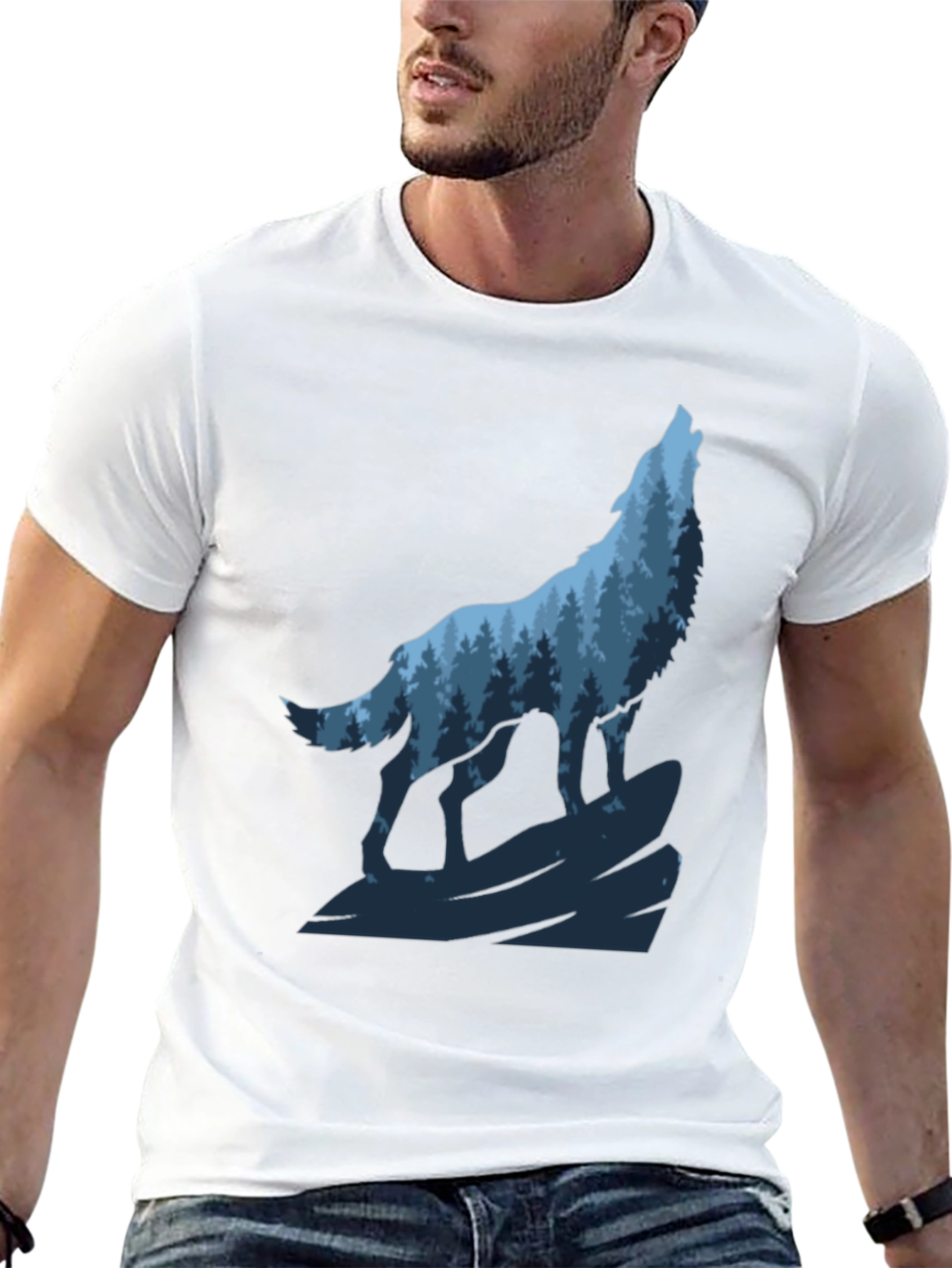 Wolf Forest Graphic Black T-Shirt