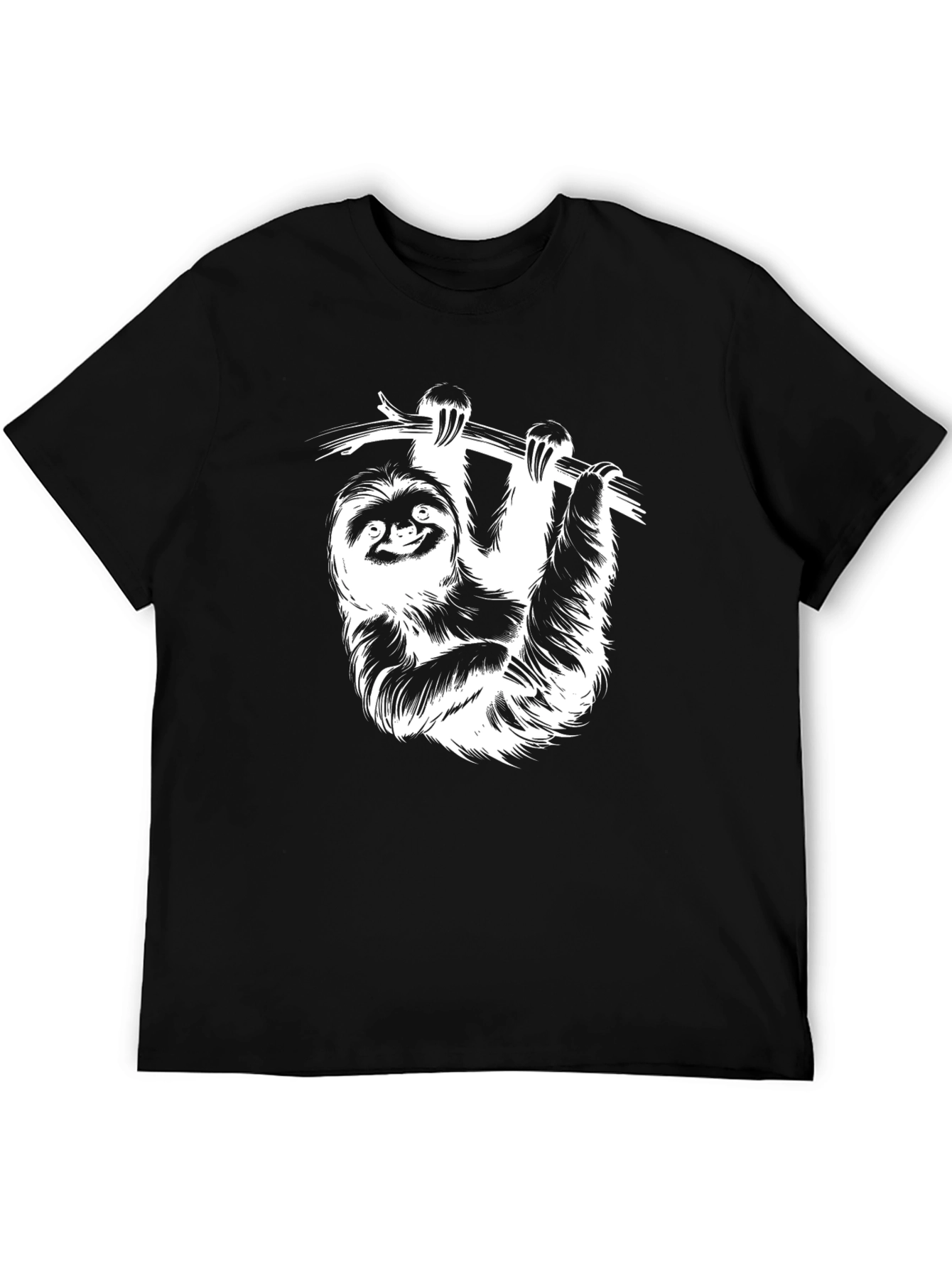 Sloth Graphic Tee - Black Cotton Blend