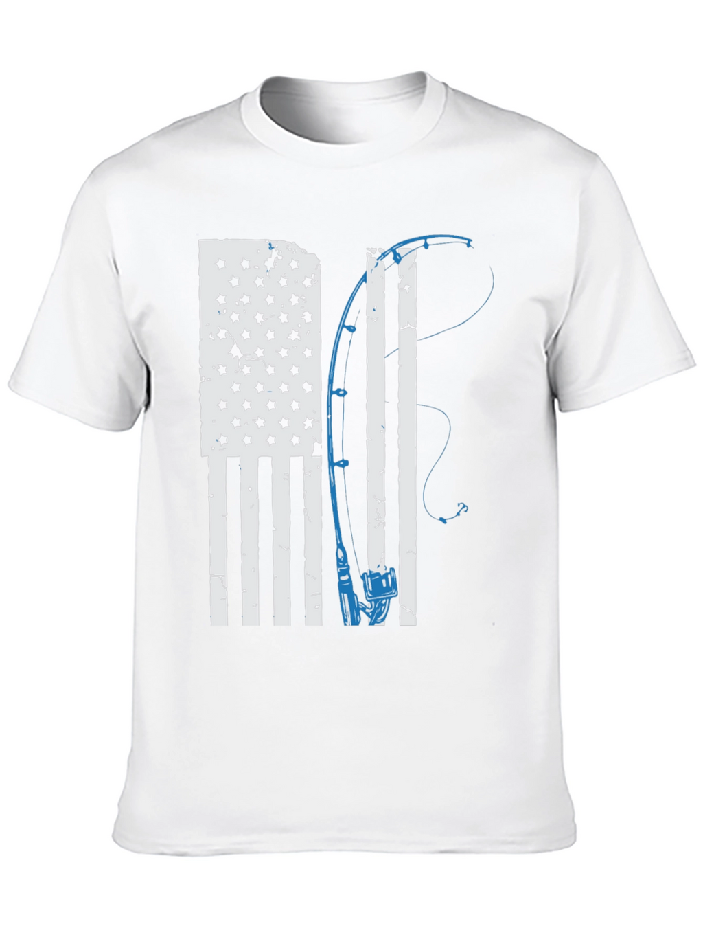 American Flag Fishing Rod Graphic T-Shirt
