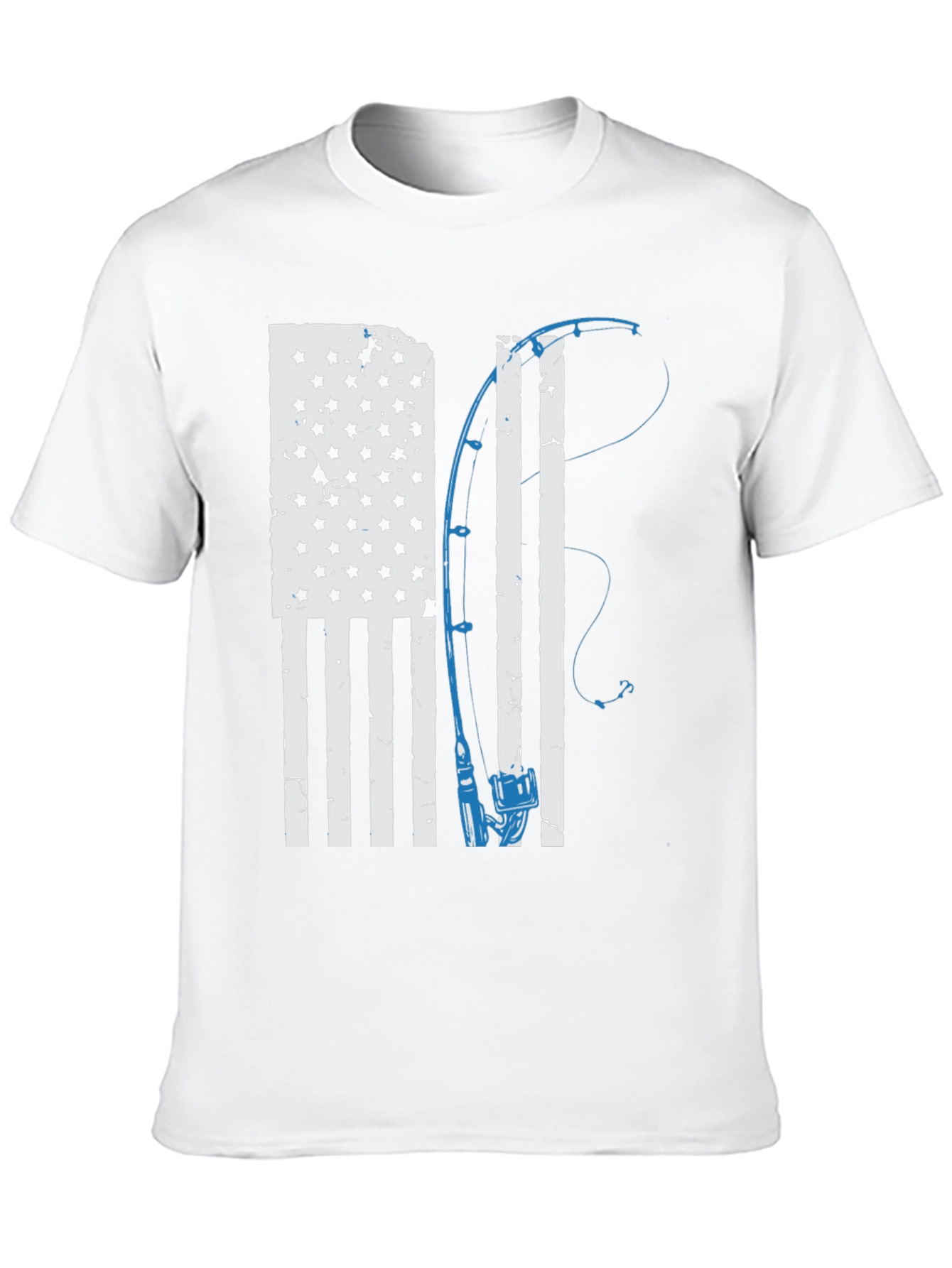 American Flag Fishing Rod Graphic T-Shirt