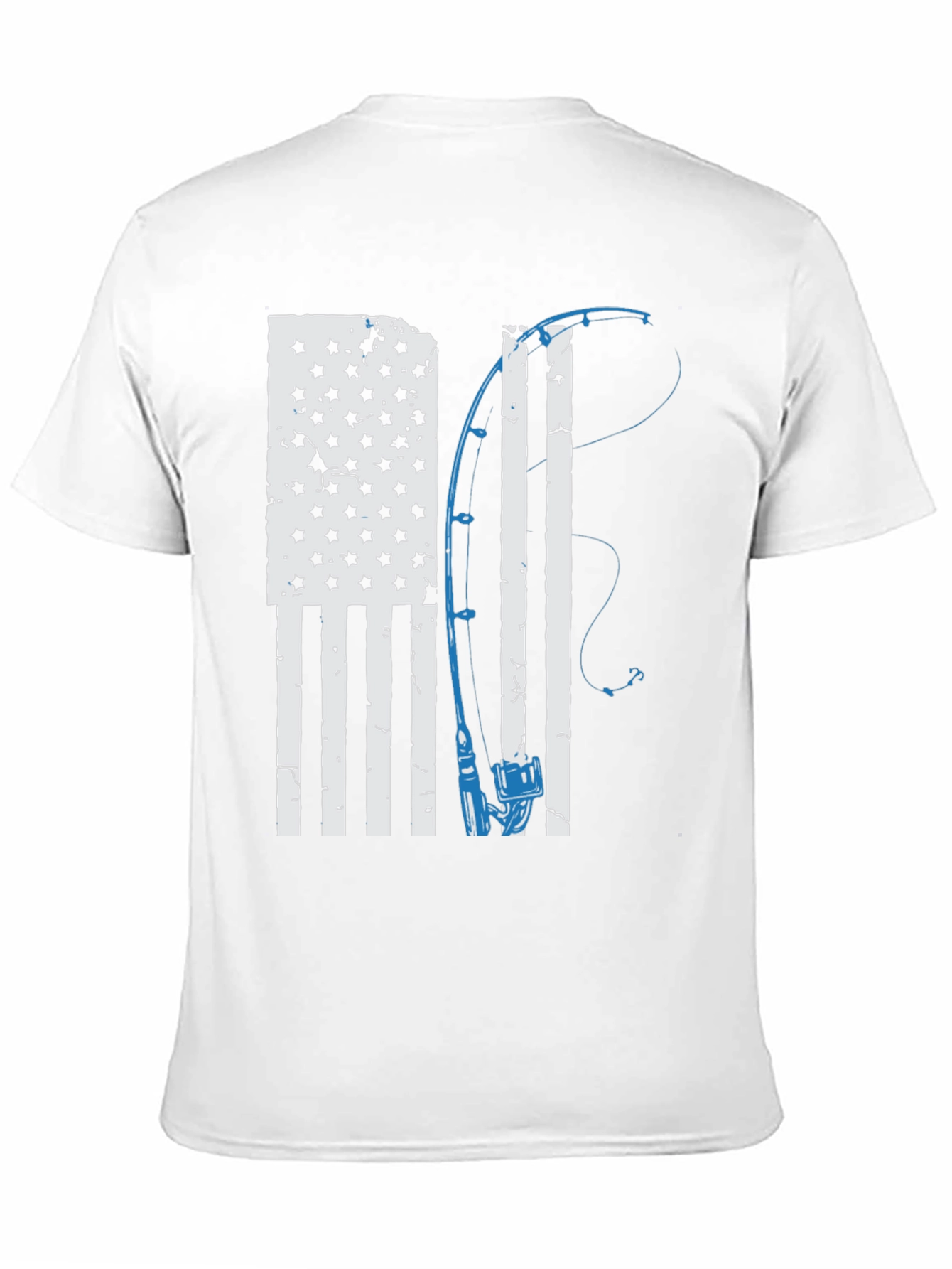 American Flag Fishing Rod Graphic T-Shirt