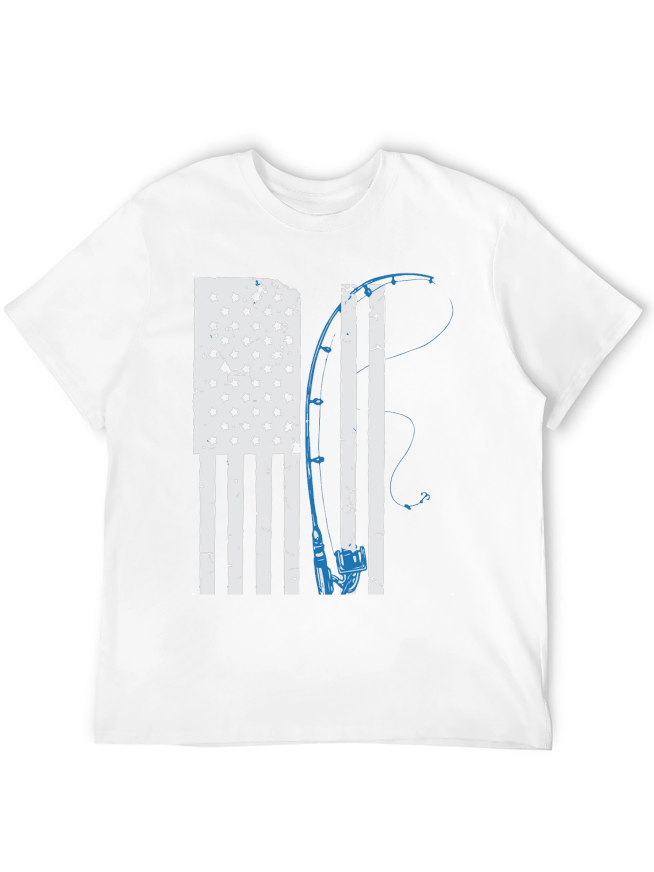 American Flag Fishing Rod Graphic T-Shirt