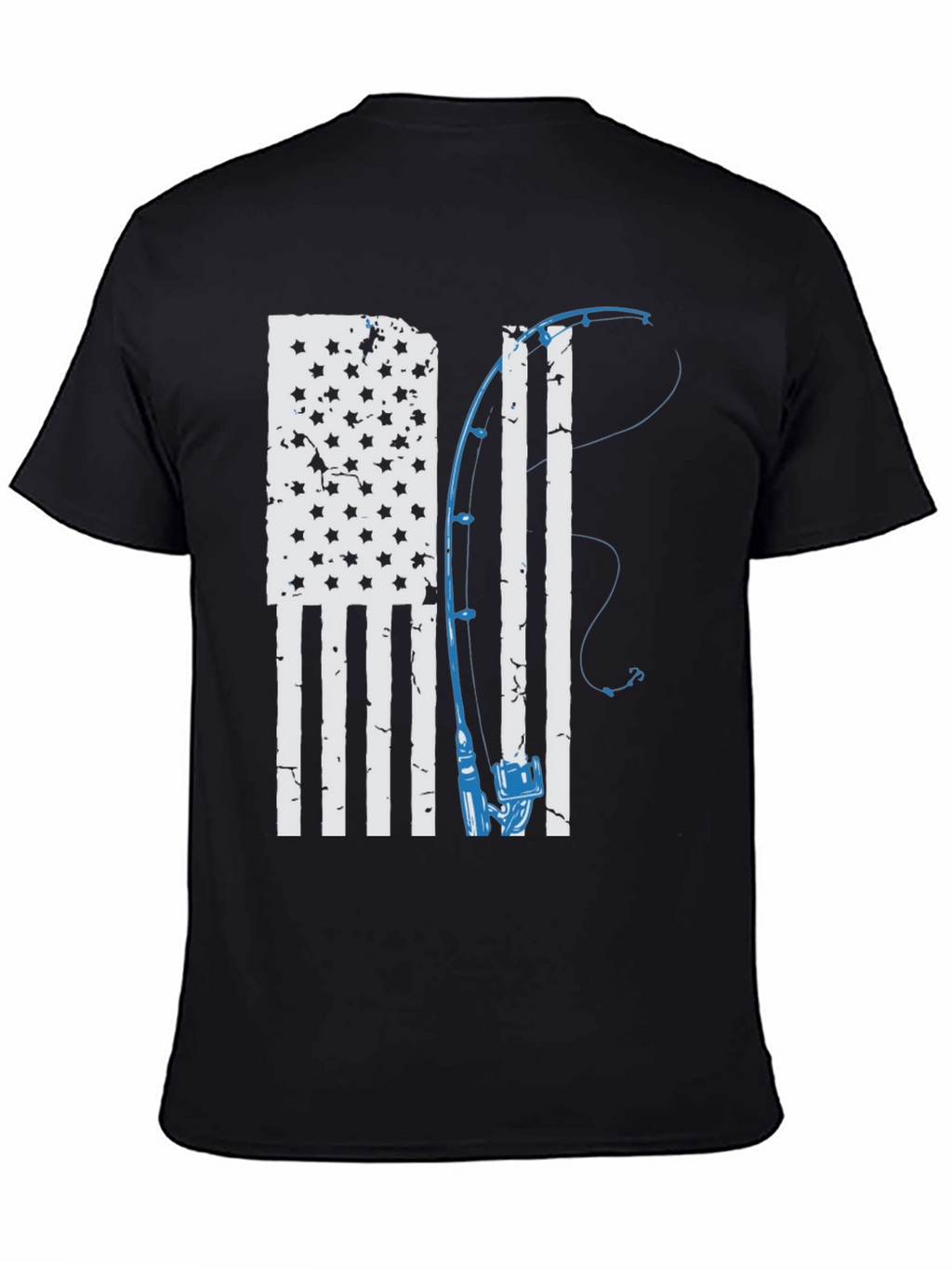 American Flag Fishing Rod Graphic T-Shirt