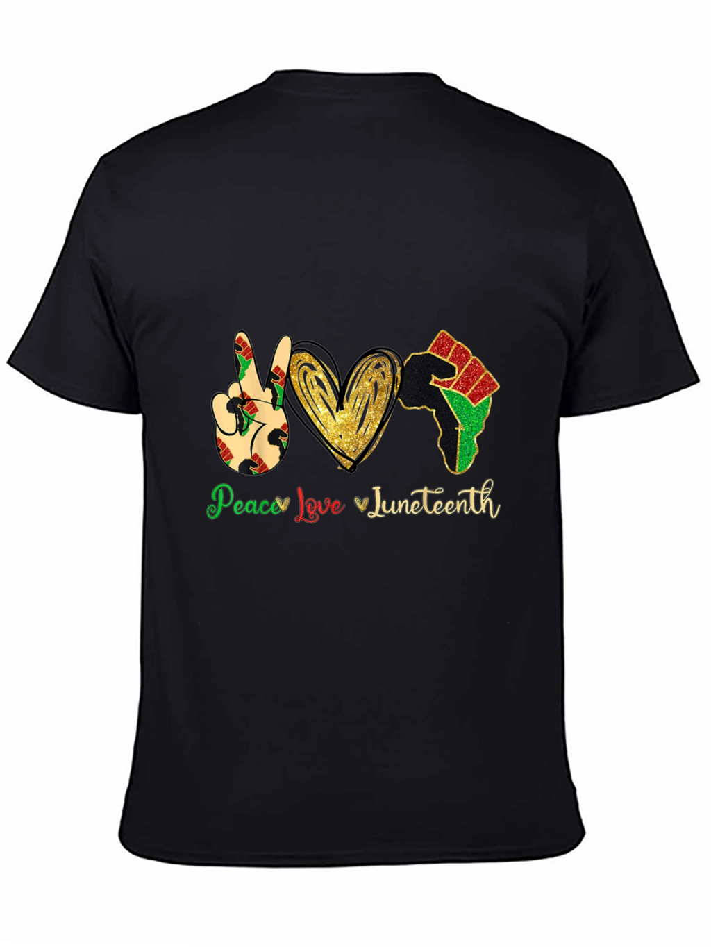 Juneteenth Peace Love Mens Black T-Shirt