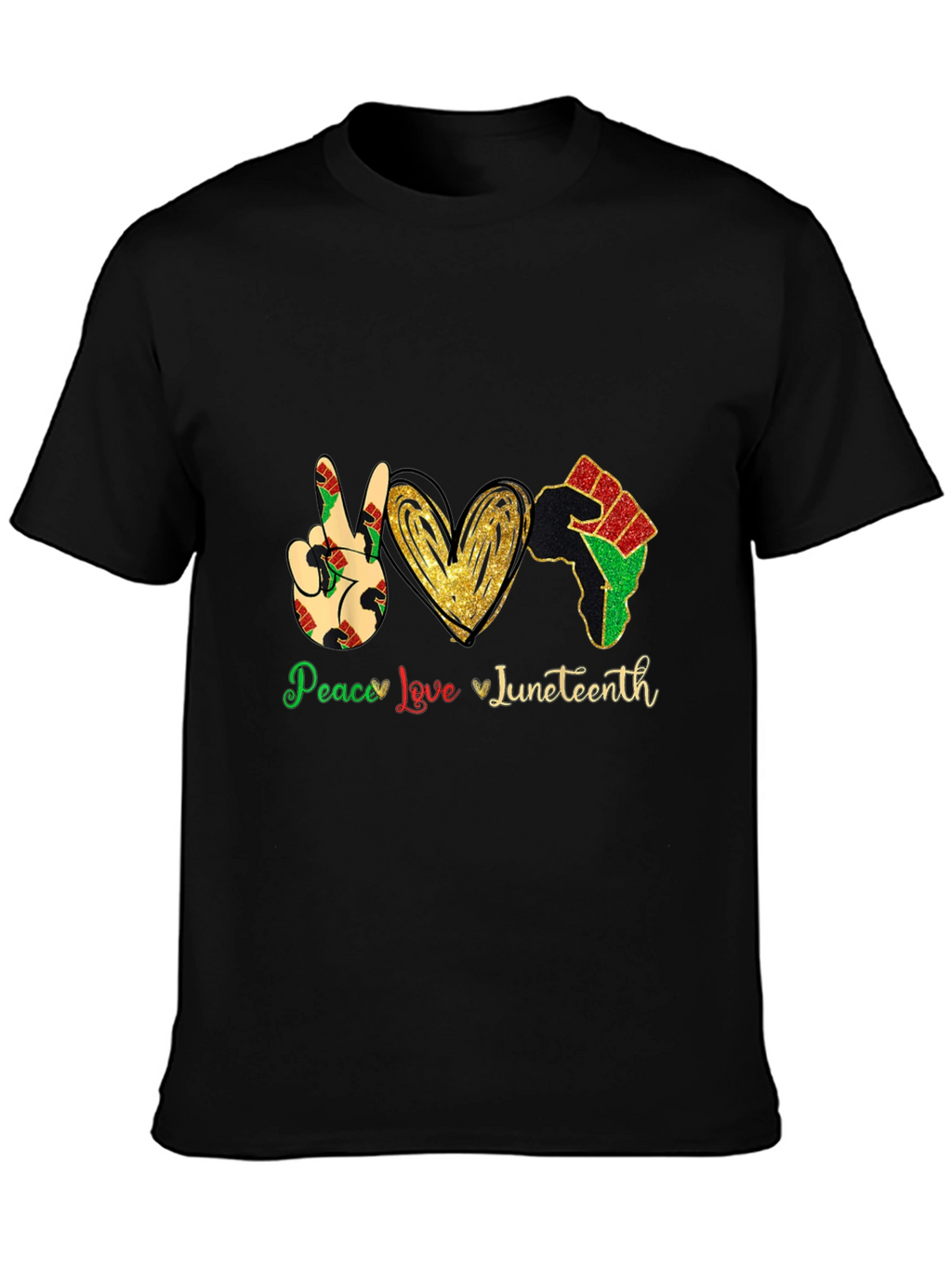 Juneteenth Peace Love Mens Black T-Shirt