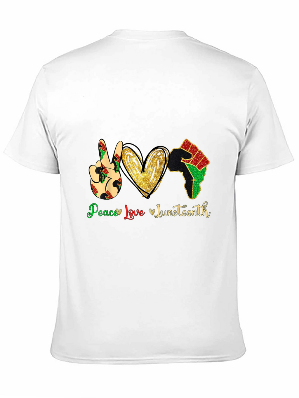 Juneteenth Peace Love Mens Black T-Shirt