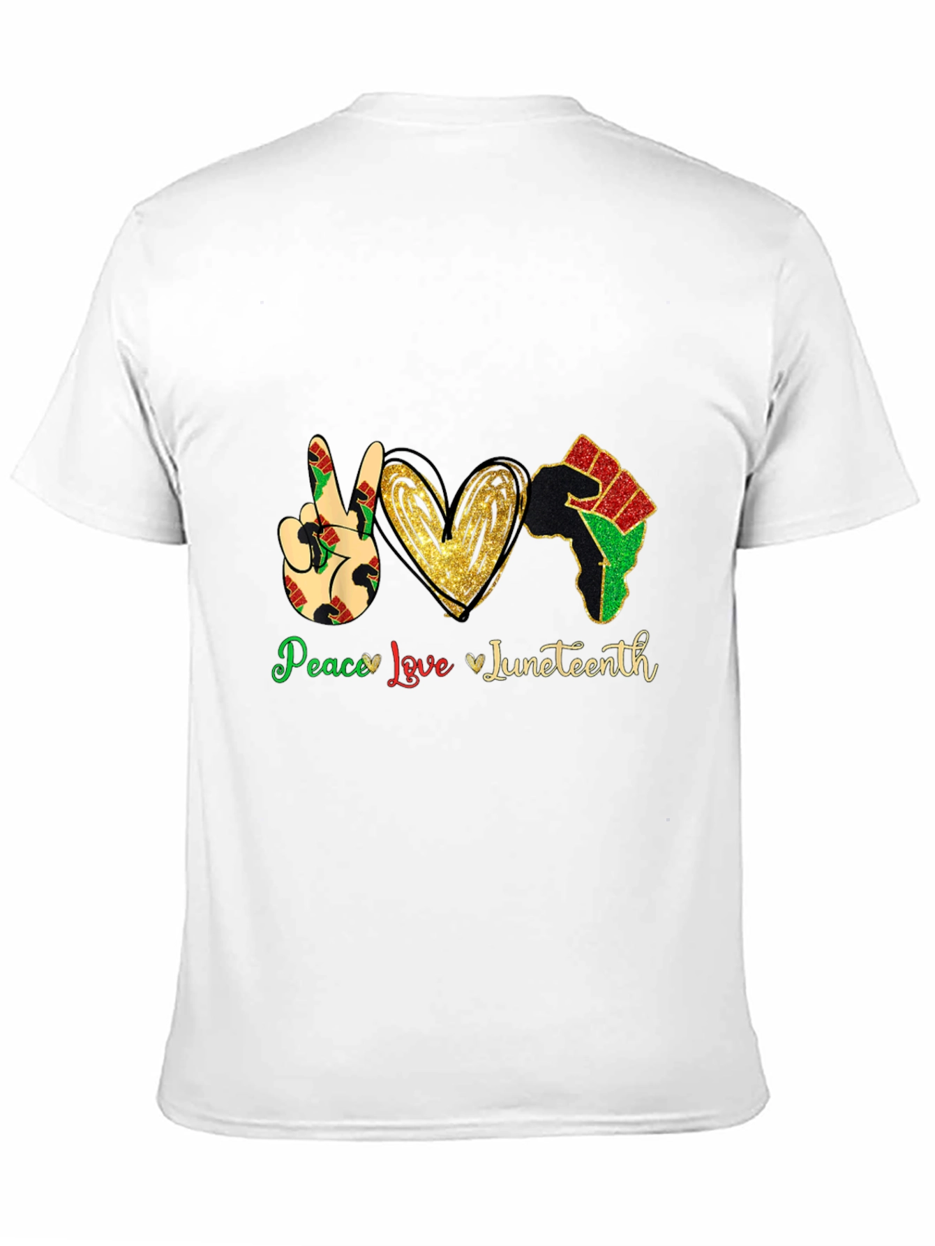 Juneteenth Peace Love Mens Black T-Shirt