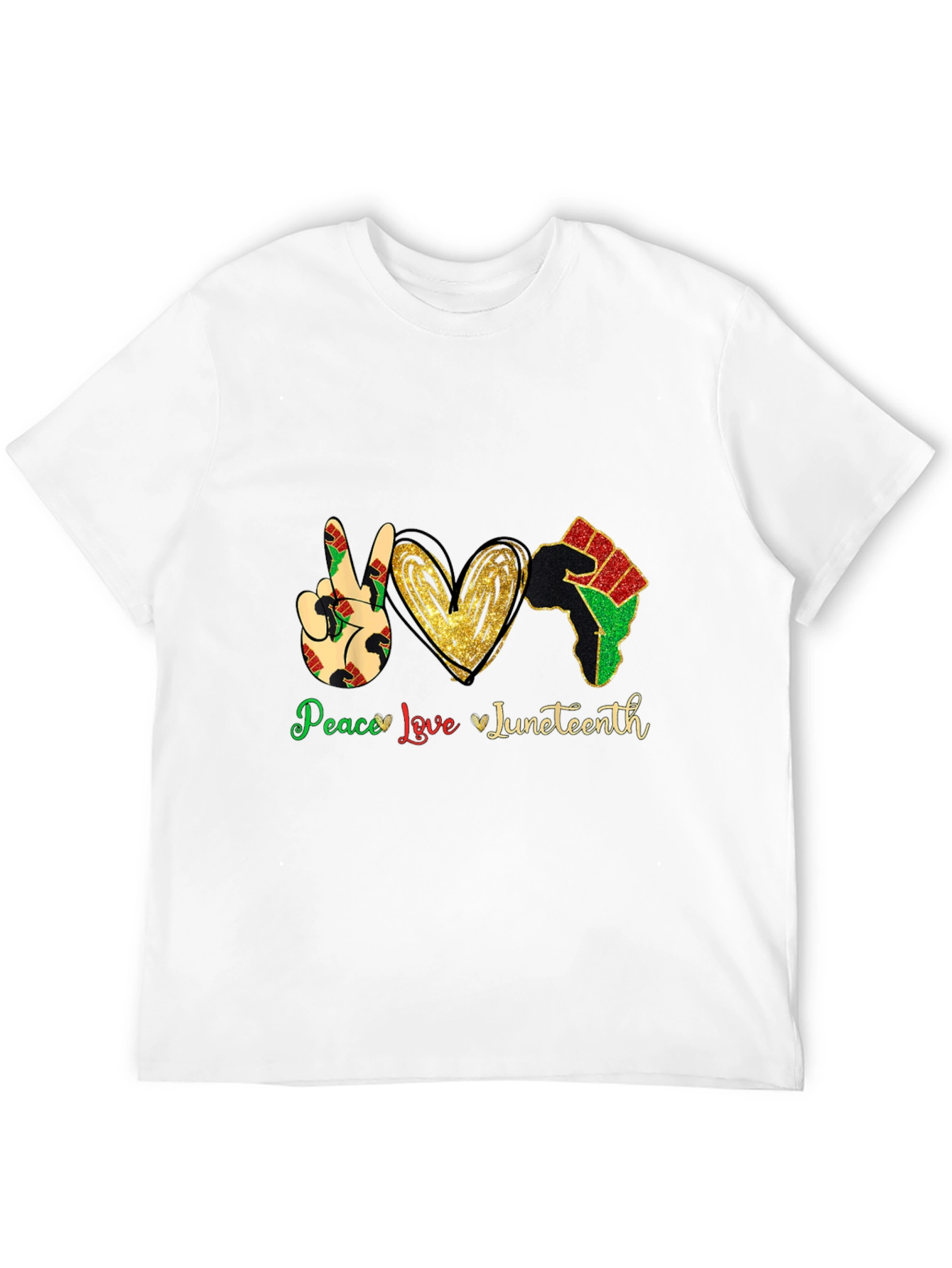 Juneteenth Peace Love Mens Black T-Shirt
