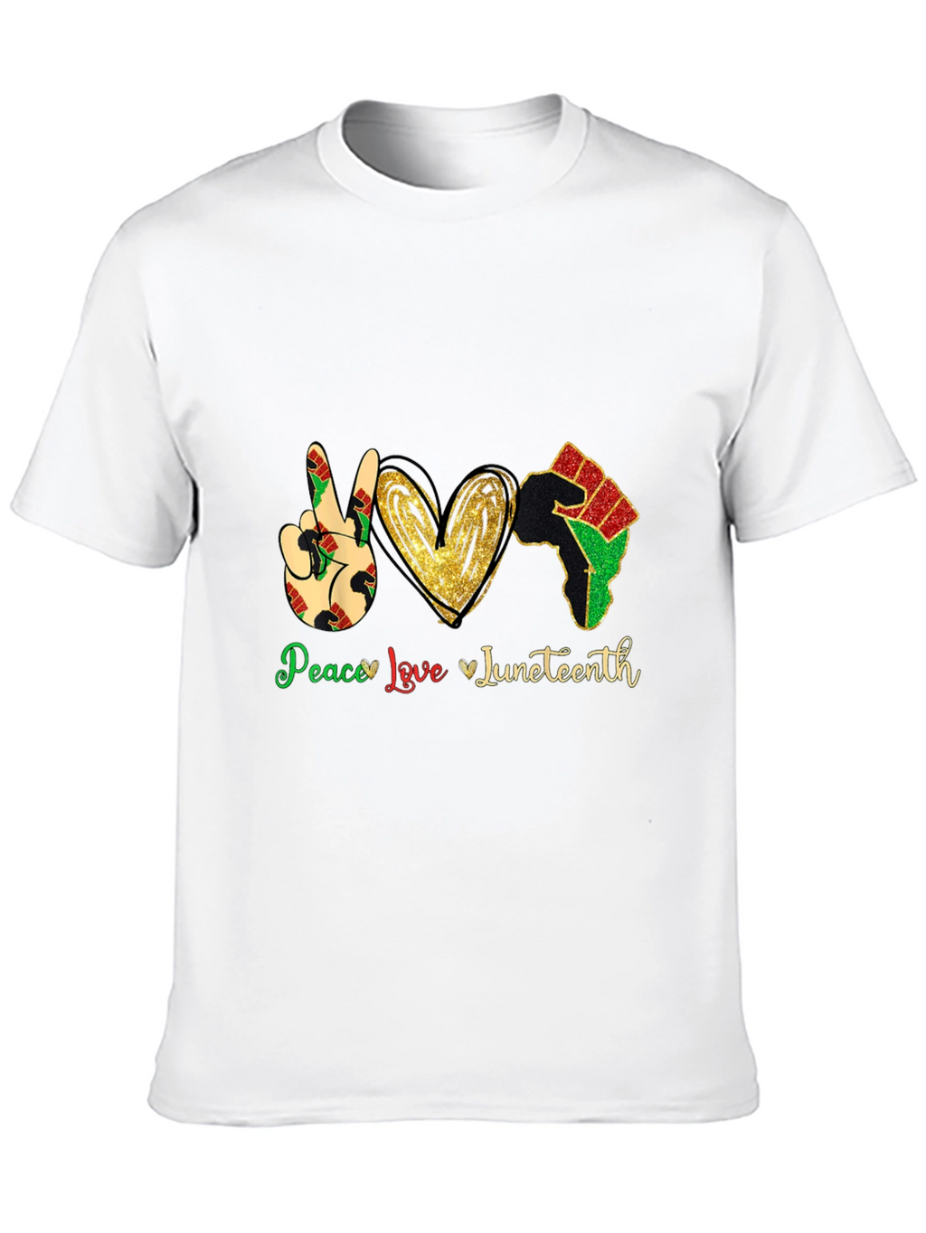 Juneteenth Peace Love Mens Black T-Shirt