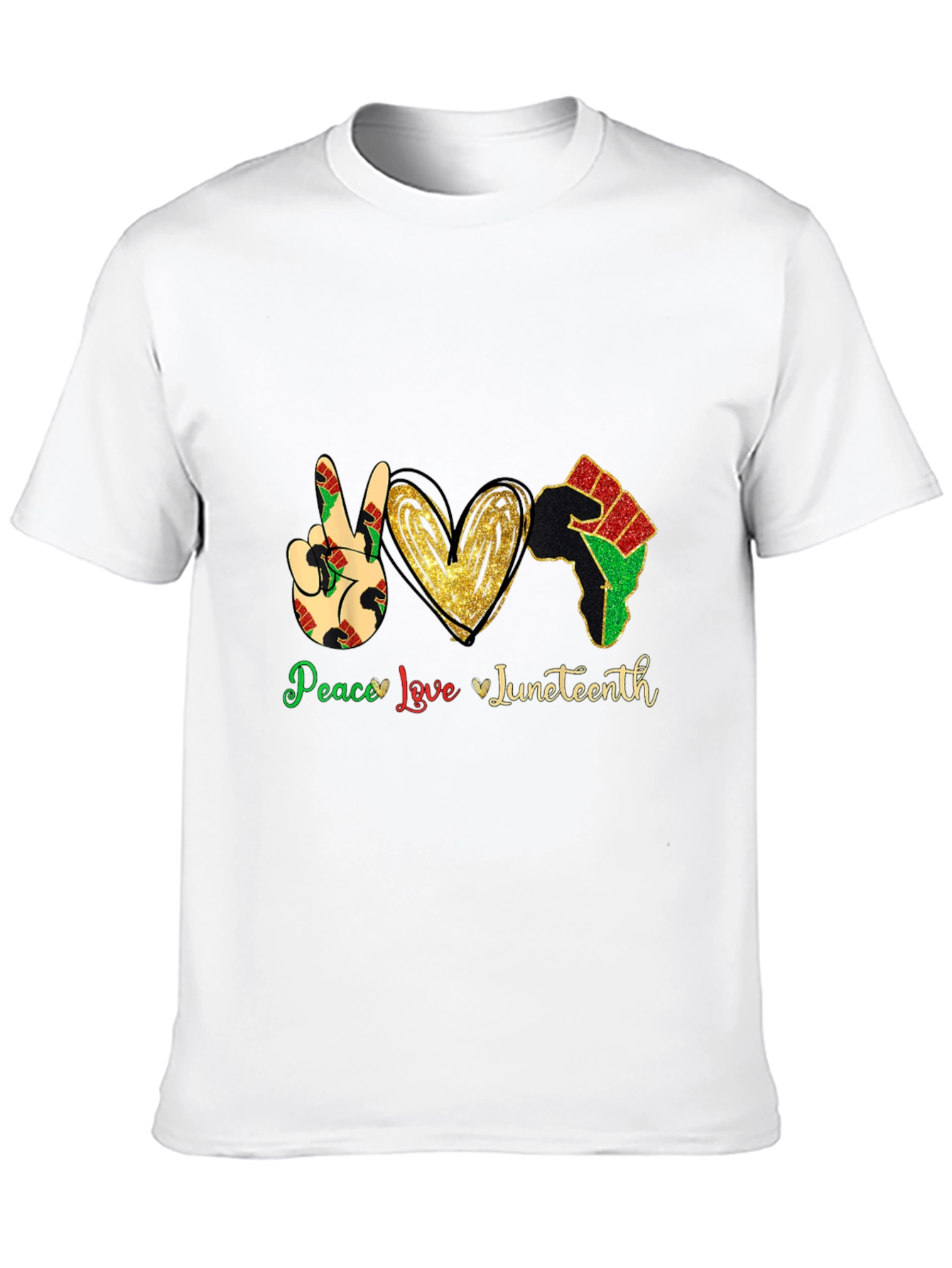 Juneteenth Peace Love Mens Black T-Shirt