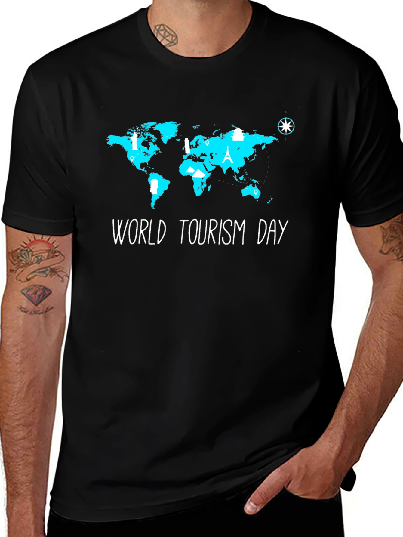 World Tourism Day T-Shirt - Travel Map Graphic Tee