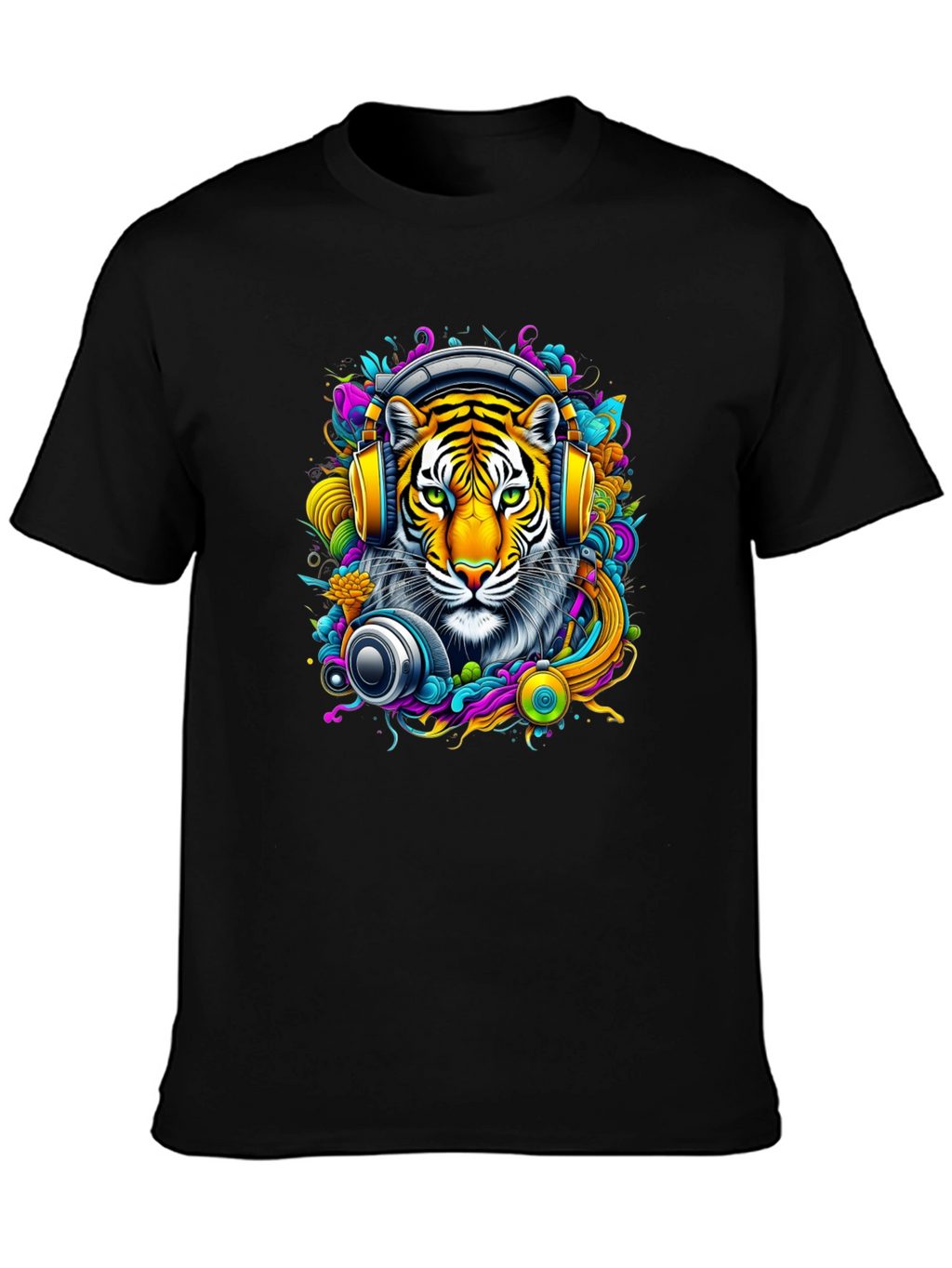 Tiger DJ Graphic Tee - Vivid Art T-Shirt