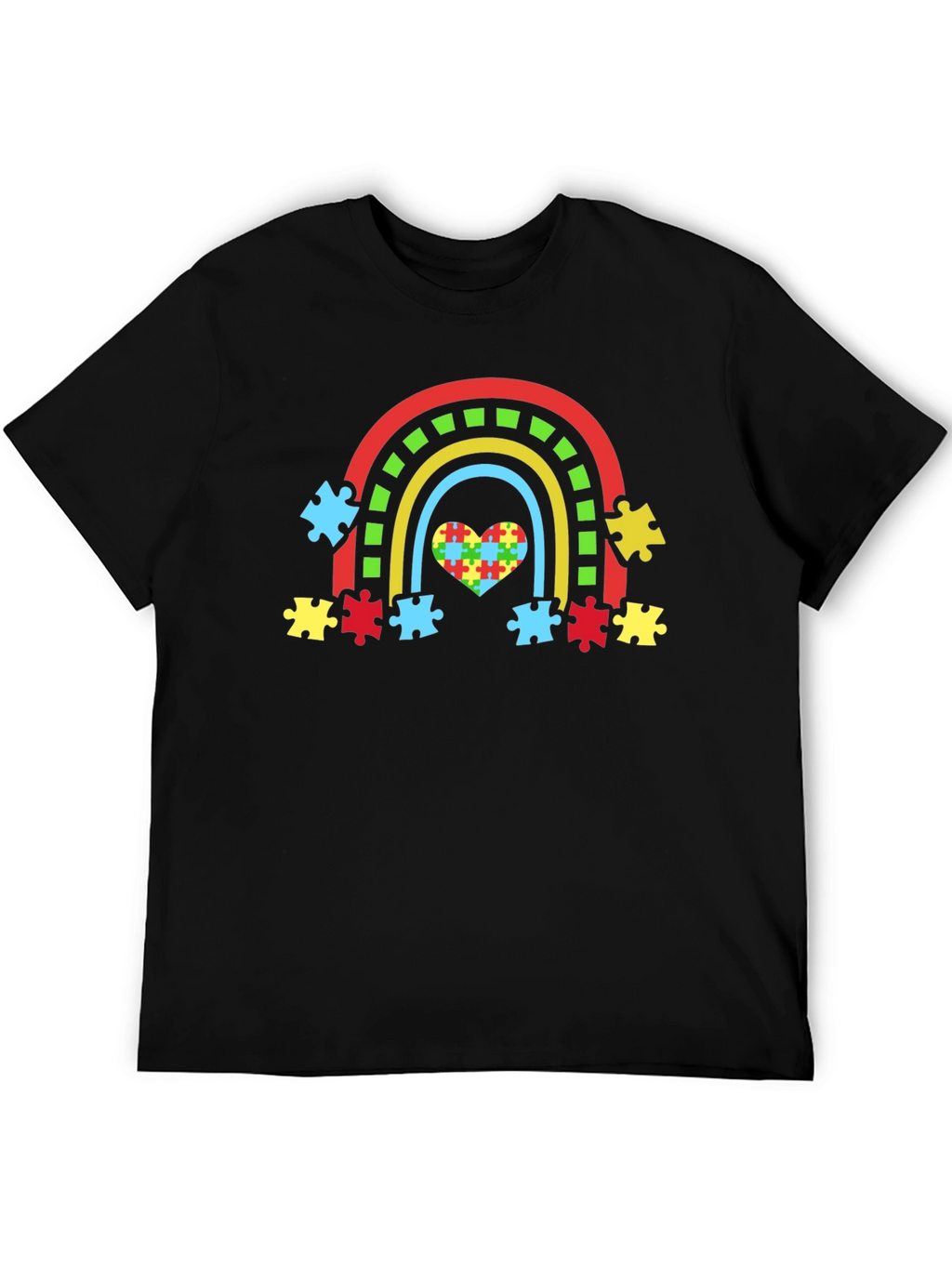 Autism Awareness Rainbow Heart Puzzle T-Shirt
