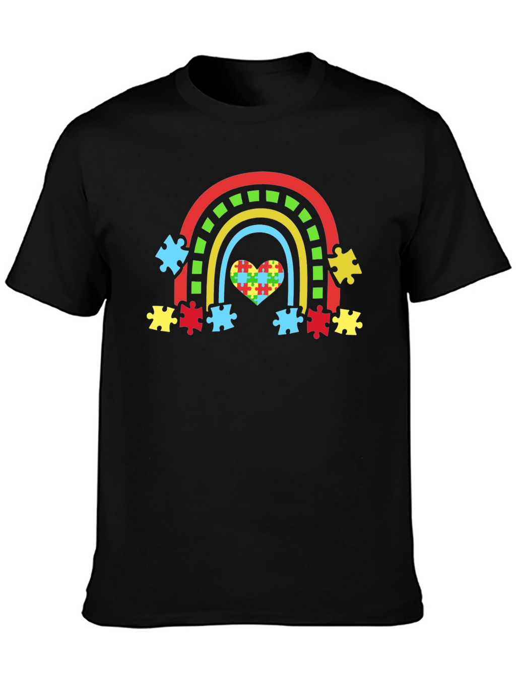 Autism Awareness Rainbow Heart Puzzle T-Shirt